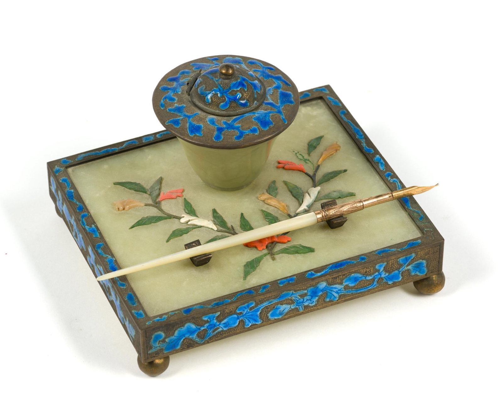 Chinese Cloisonne Enamel Inkwell Set (1 of 2)