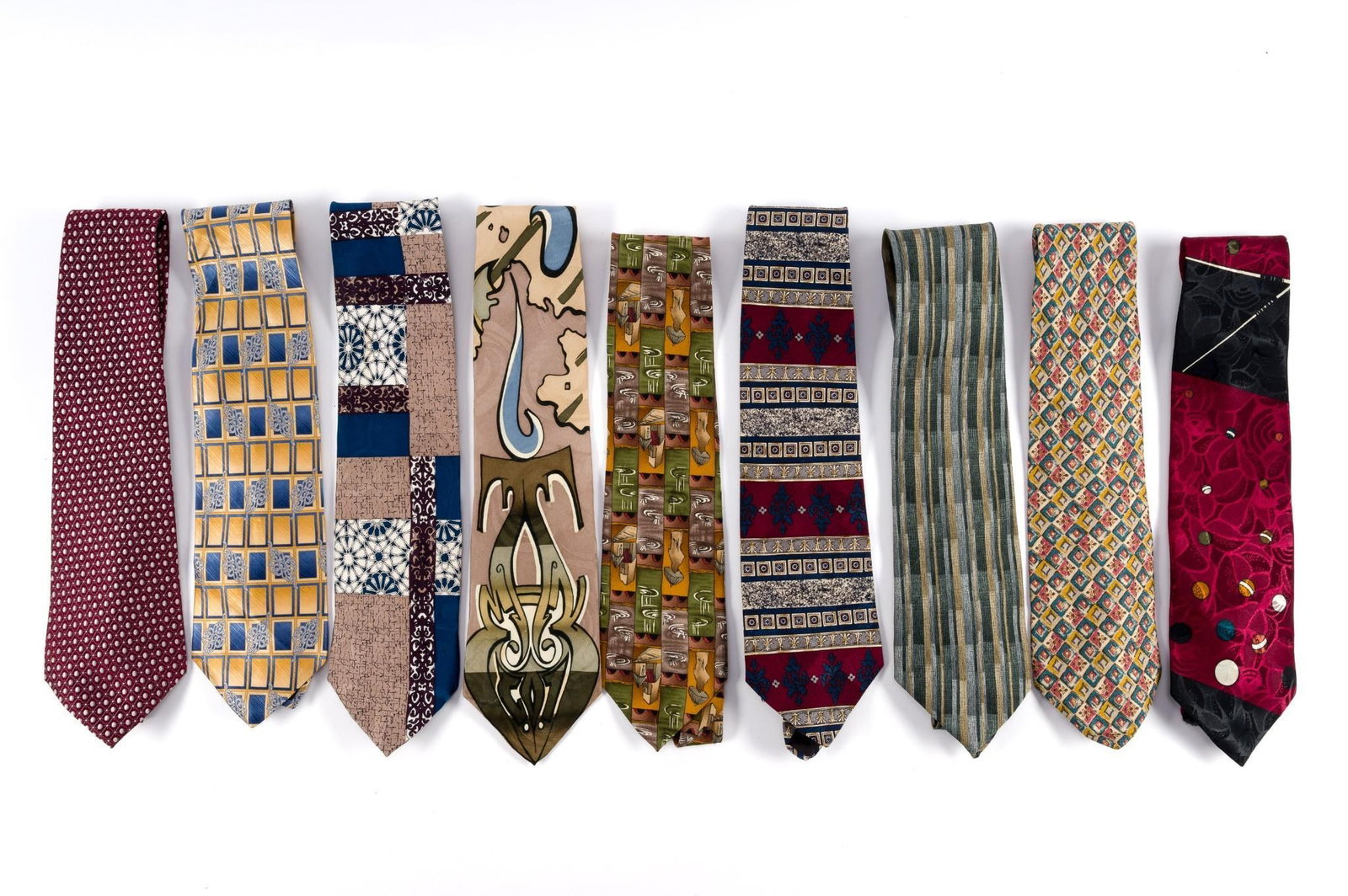 9 Designer Ties Incl. Roffe: Also includes Cocktail Colors, Geoffrey Beane, Stuart Ashley and more.