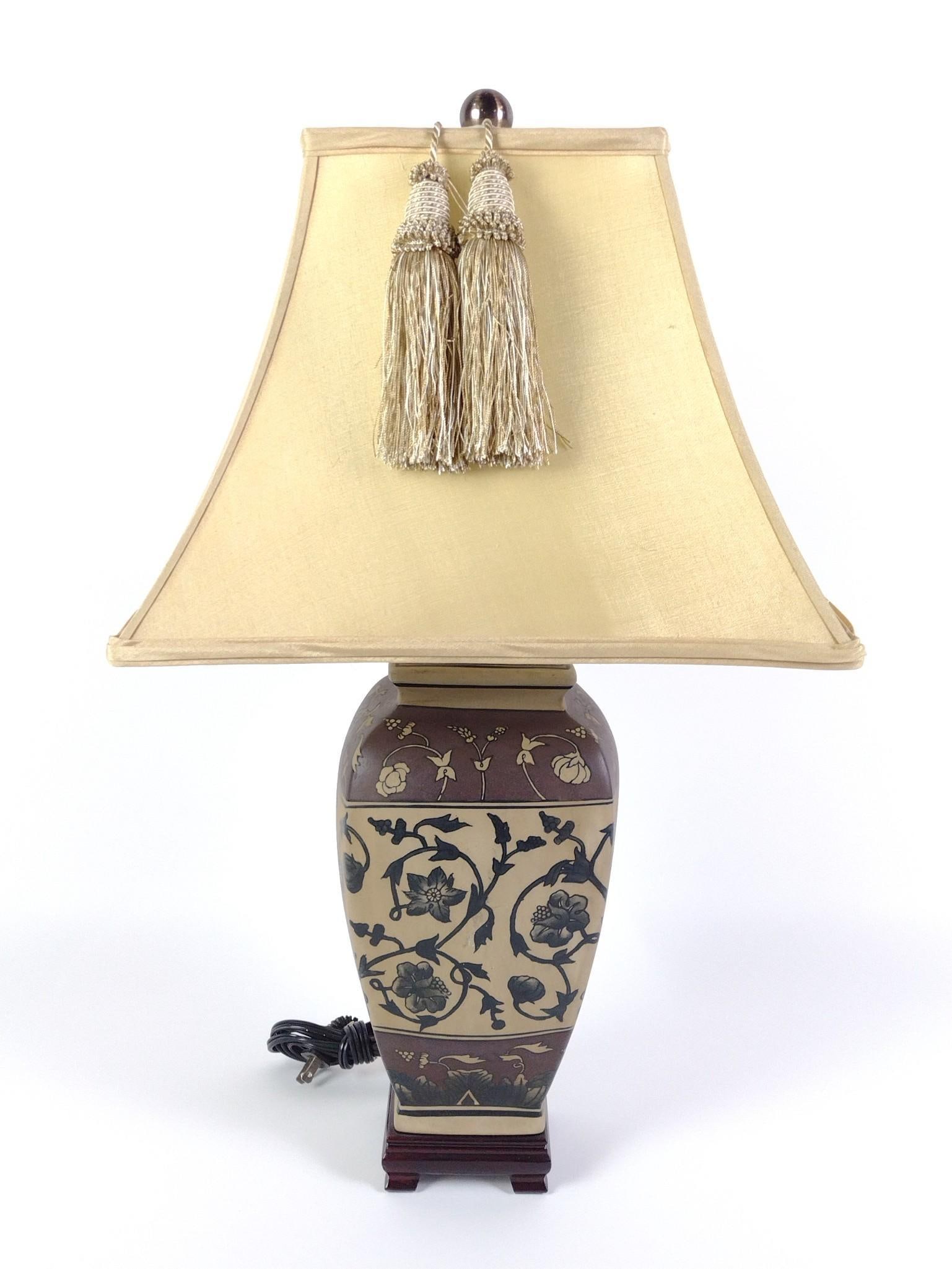 Flower Print Table Lamp: 14" wide X 14" deep X 25-1/2" high.