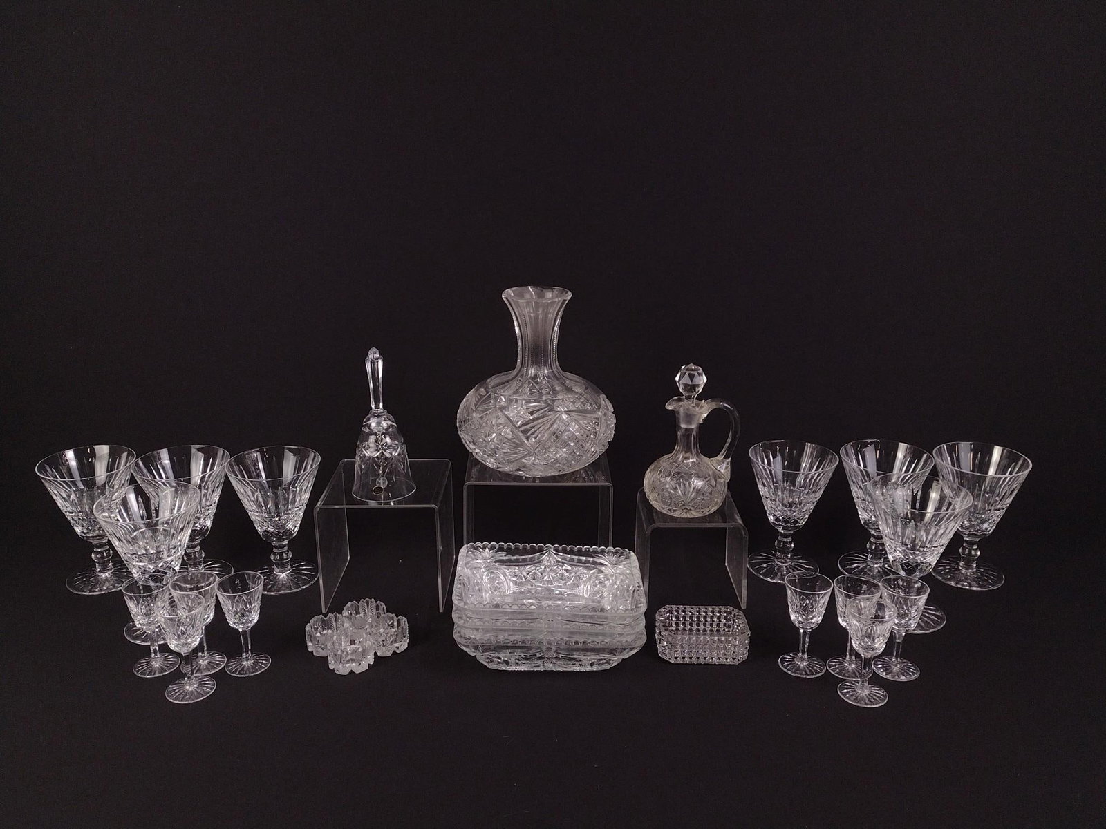 Cut and Pressed Glass and Crystal: 1" to 7" high. Includes Waterford.
