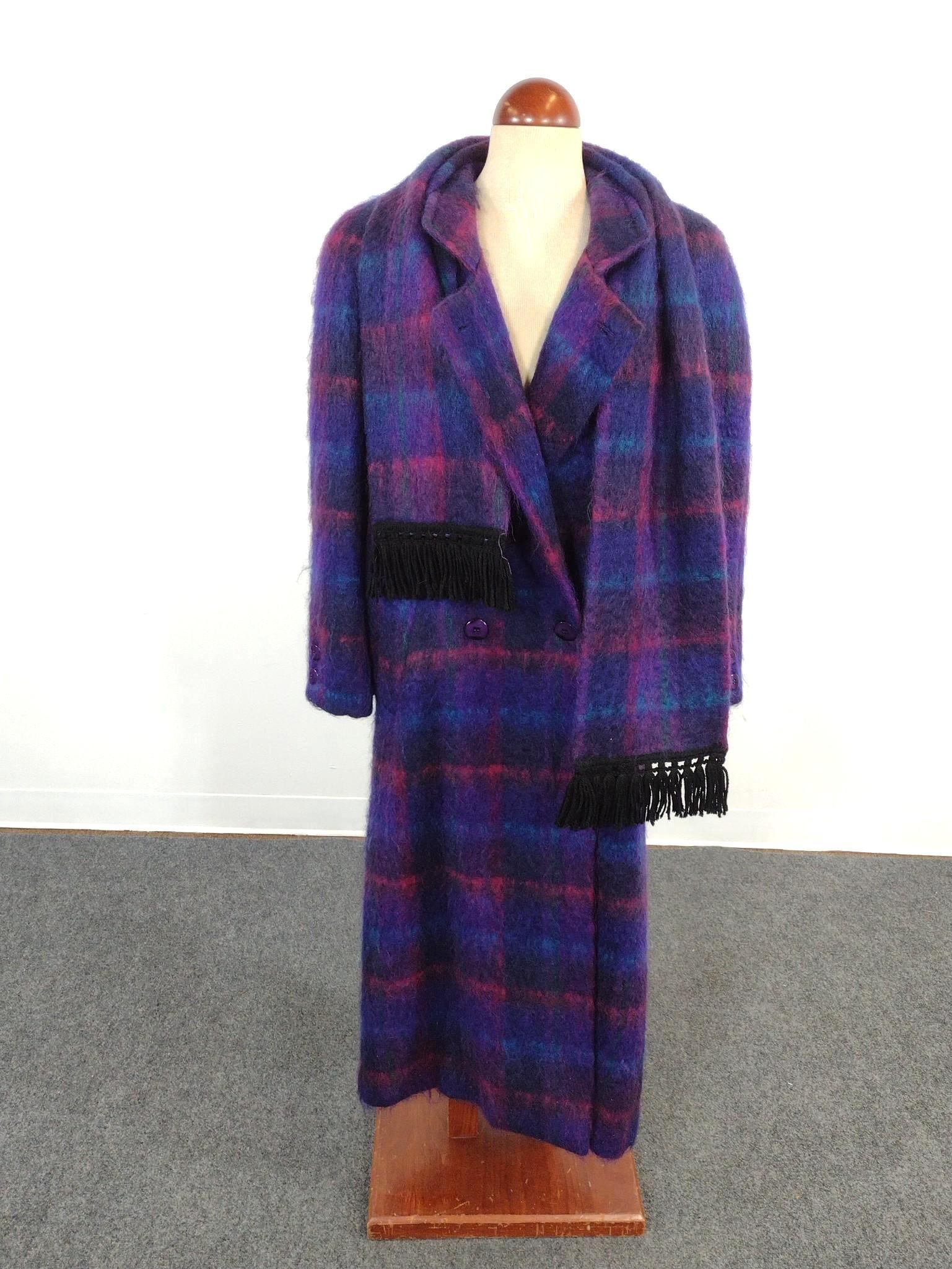 Paul Levy Designs Wool Long Coat & Scarf: 51" long.