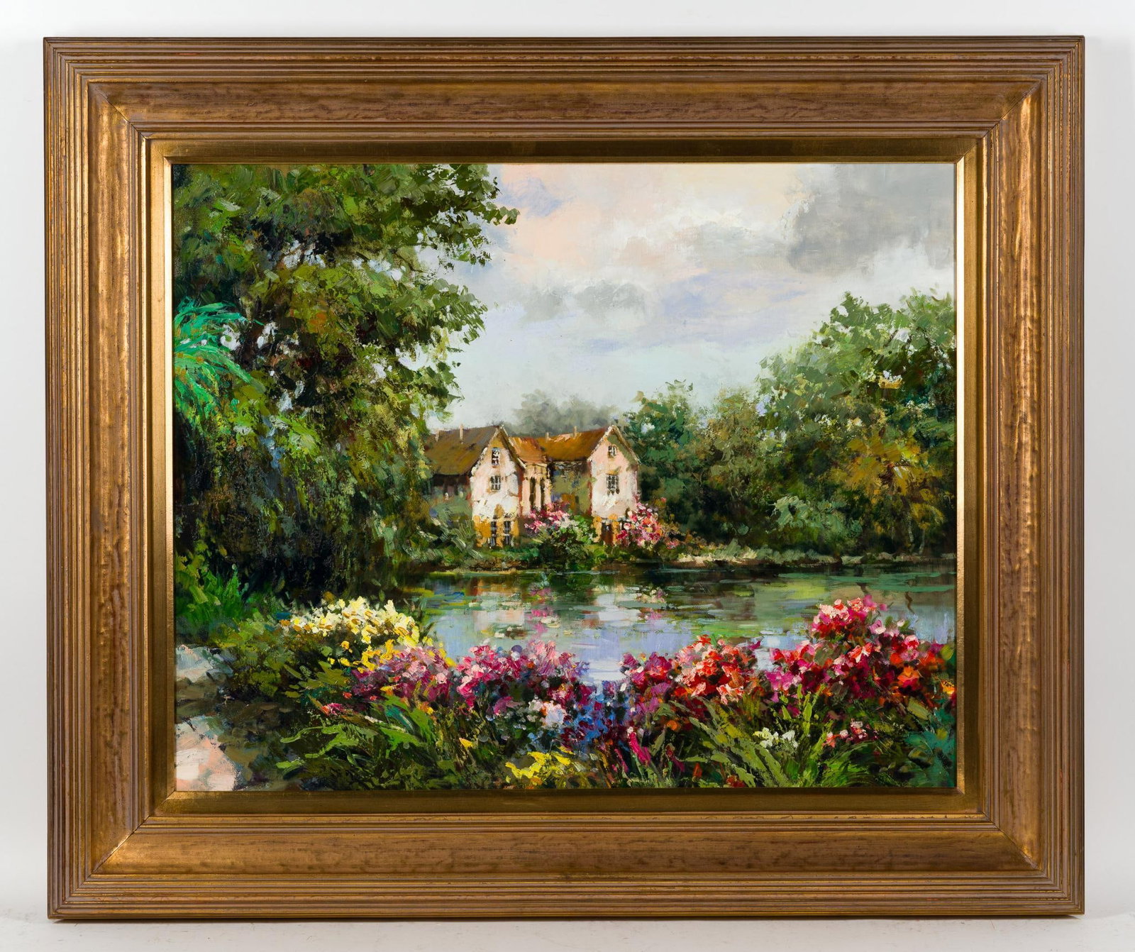 Framed Oil on Canvas: Measures 34" x 39 - 1/4" with frame. Unsigned.