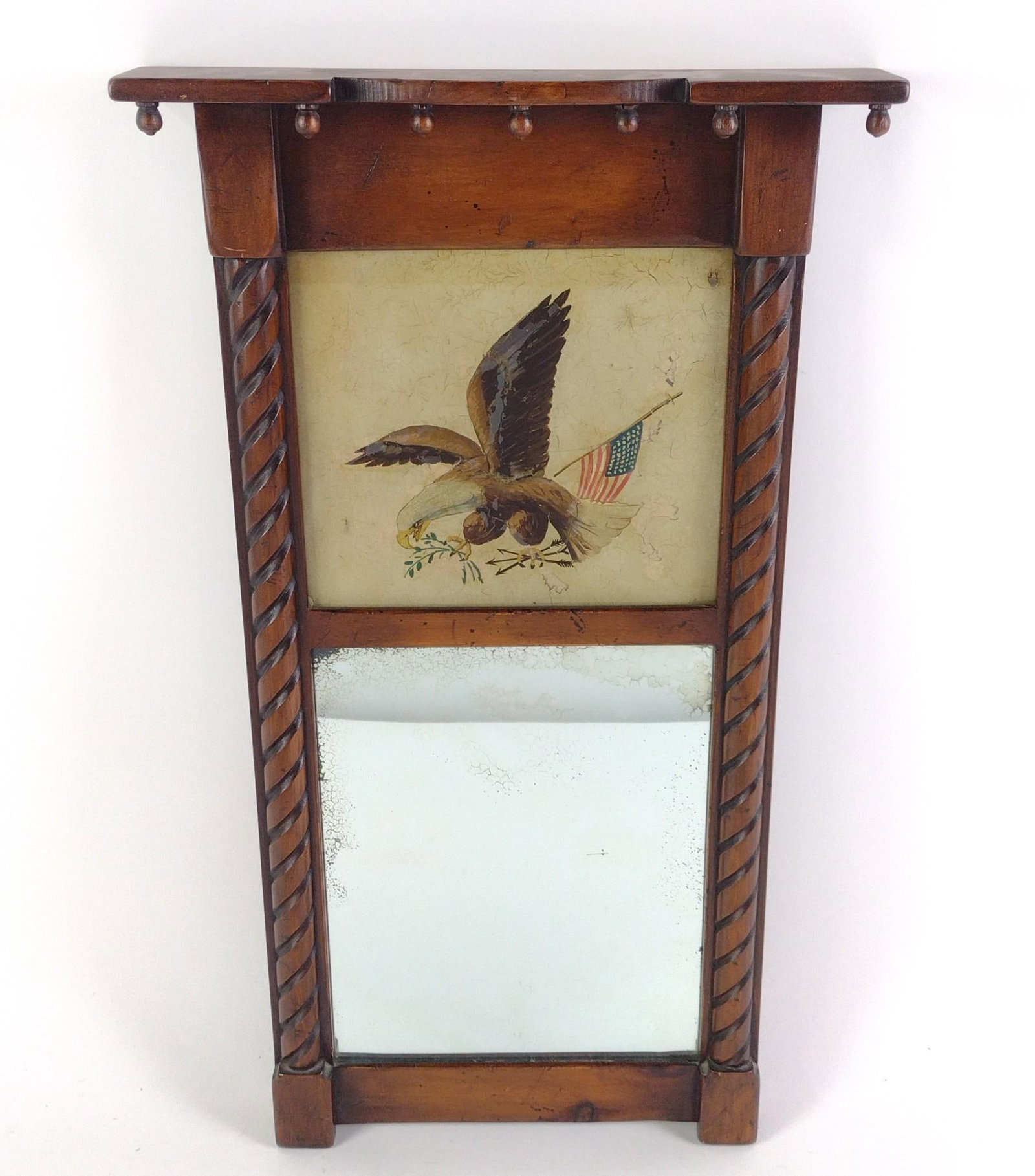 Vintage Bald Eagle Trumeau Mirror: Measures 12 - 1/2" x 1 - 1/4" x 22"