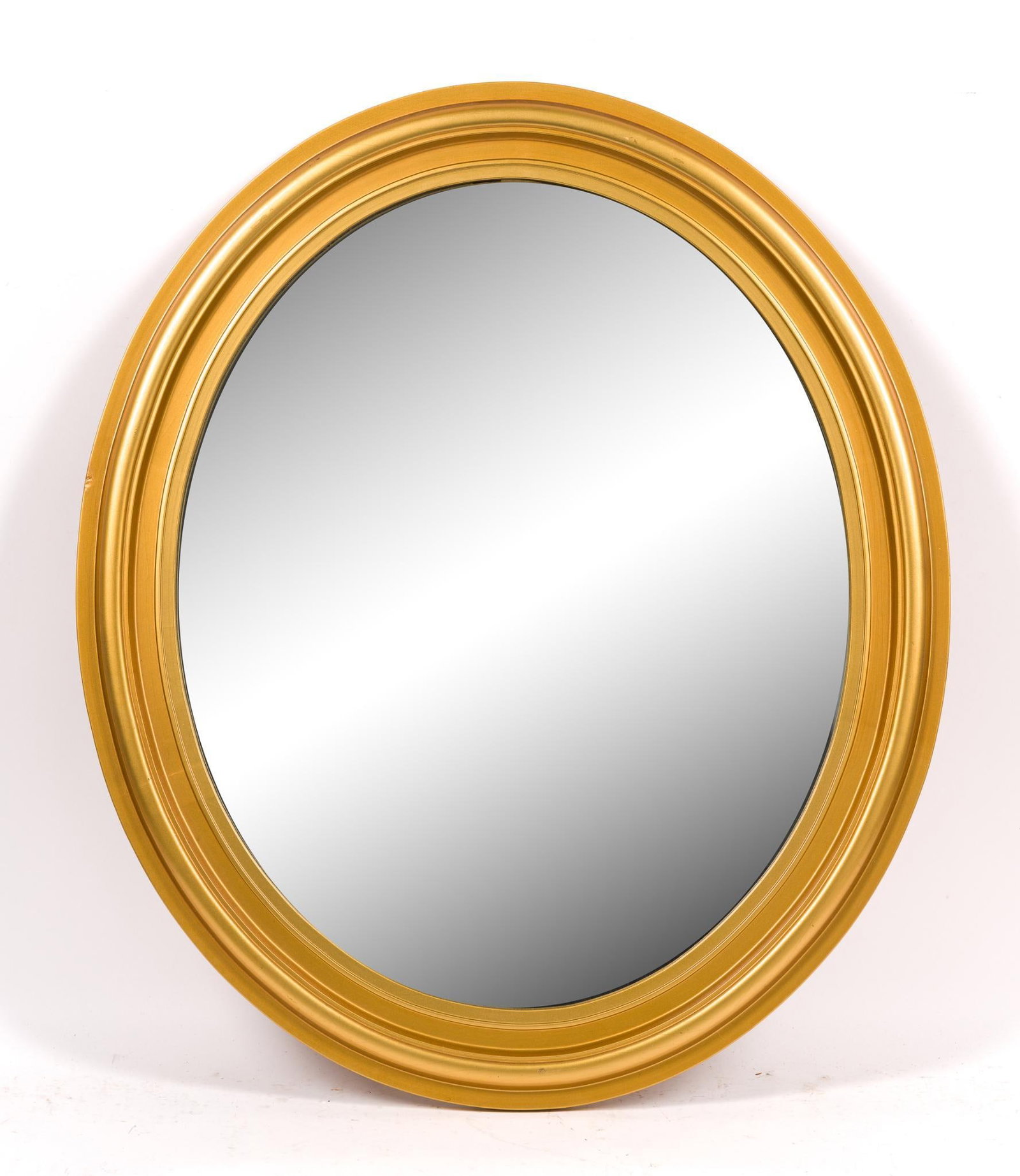 Oval Gold Frame Wall Mirror: Measures 22 - 1/4" x 22 - 1/4".