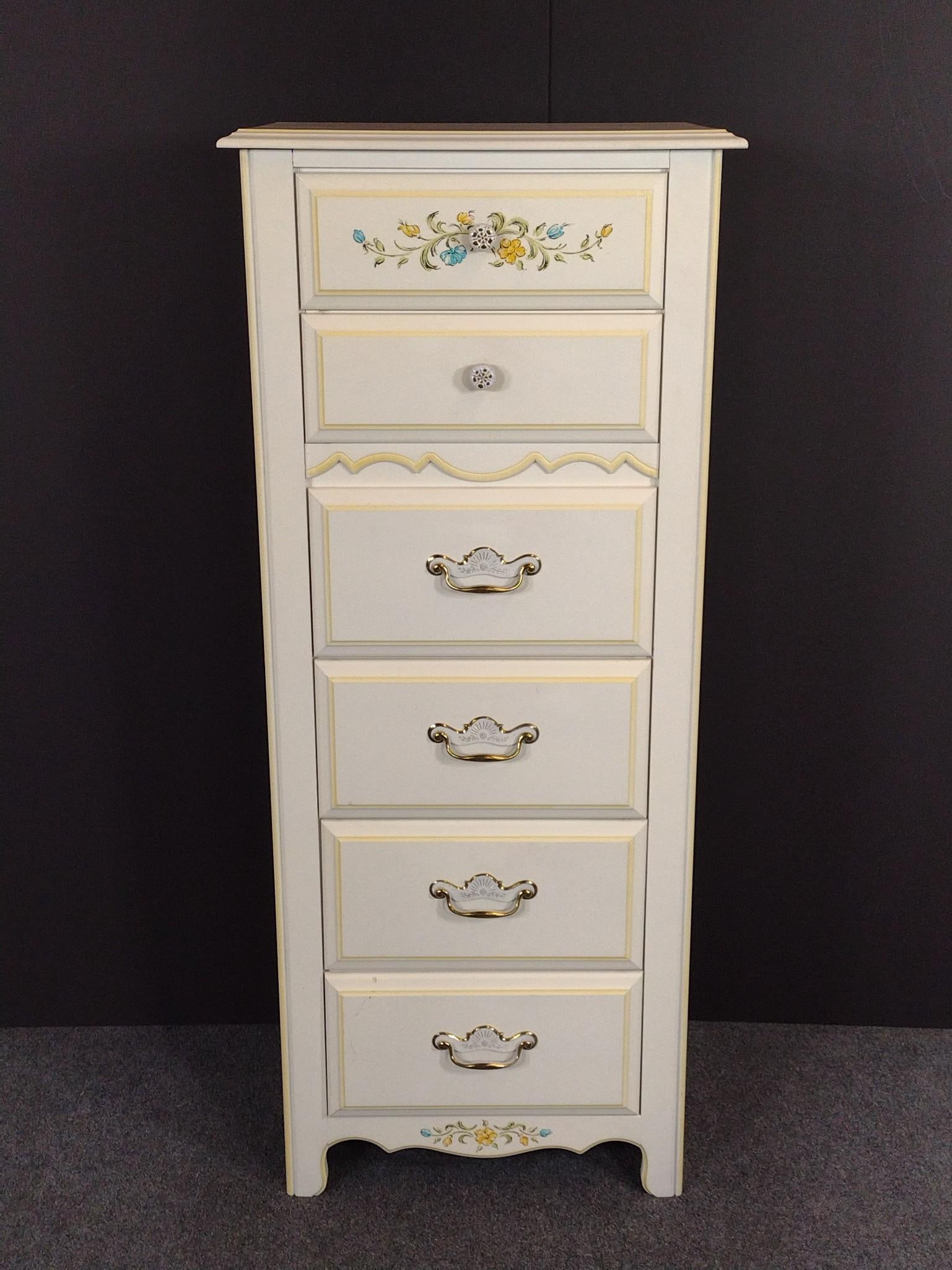 Broyhill White Lingerie Chest: Measures 23" x 16" x 55".