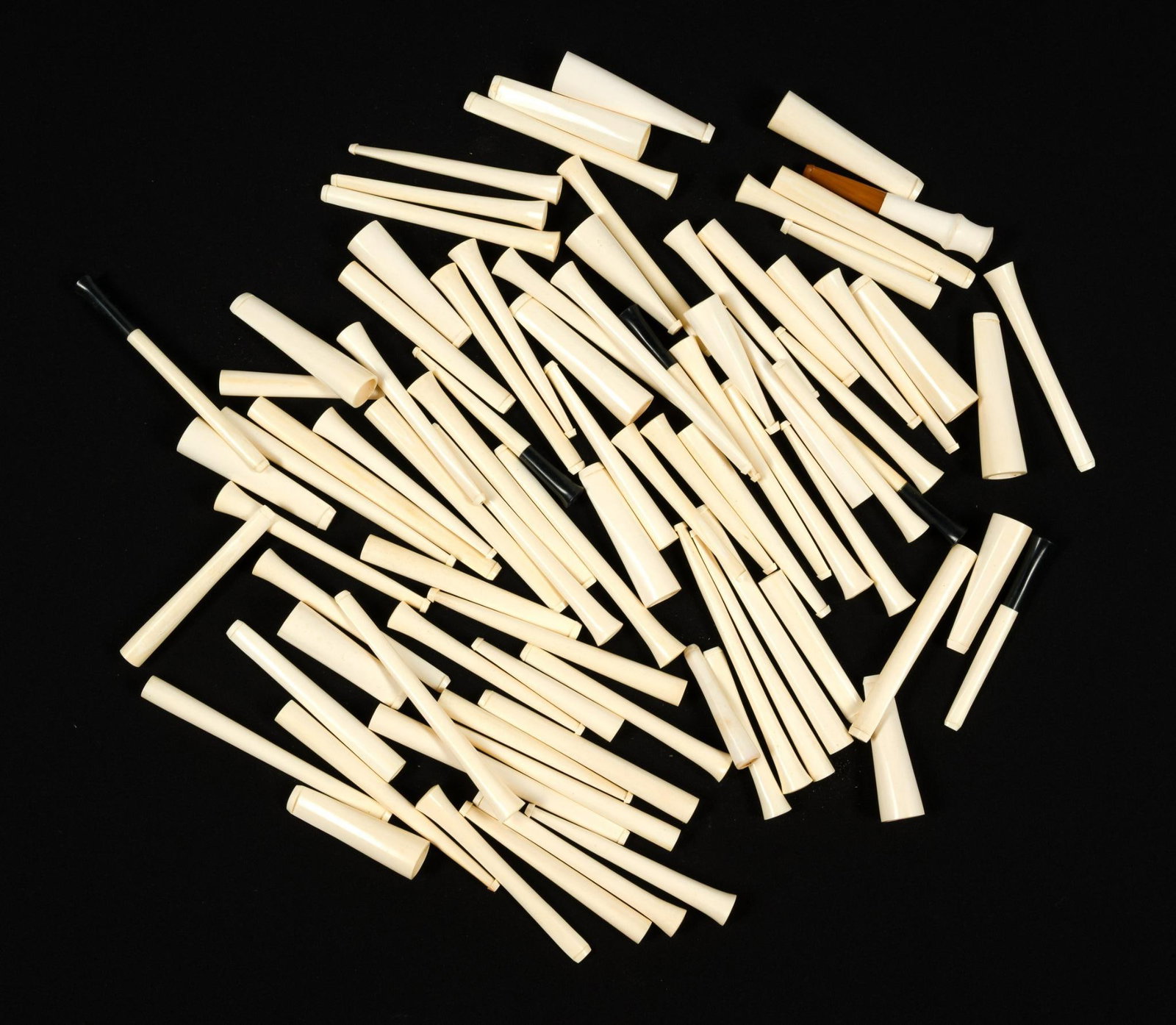 (Prohibition Era) Lot of Meerschaum Cigarette/Cigar Holders: 3-1/4" to 5" long. PROVENANCE: M. Citkovich (Manufacturer of Meerschaum Pipes and Amber Goods, 53 Elm Place Amityville, NY).