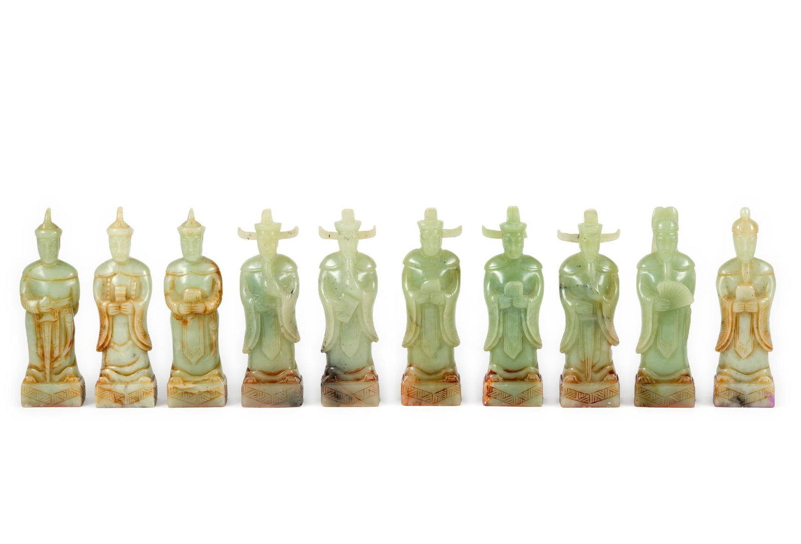 Set of 10 Chinese Qing Jade Court Figure Chop Stamps (1 of 12)
