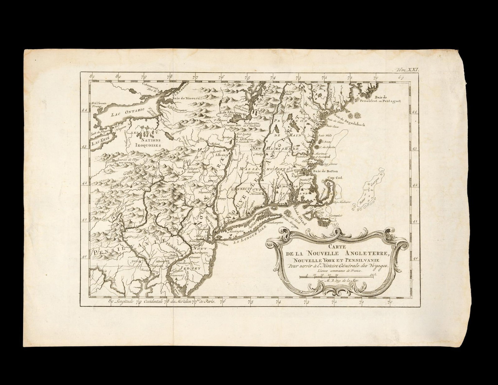 (Pre-Revolutionary War Era) Carte de la Nouvelle Angleterre, Nouvelle York, et Pensilvanie Map Print (1 of 3)