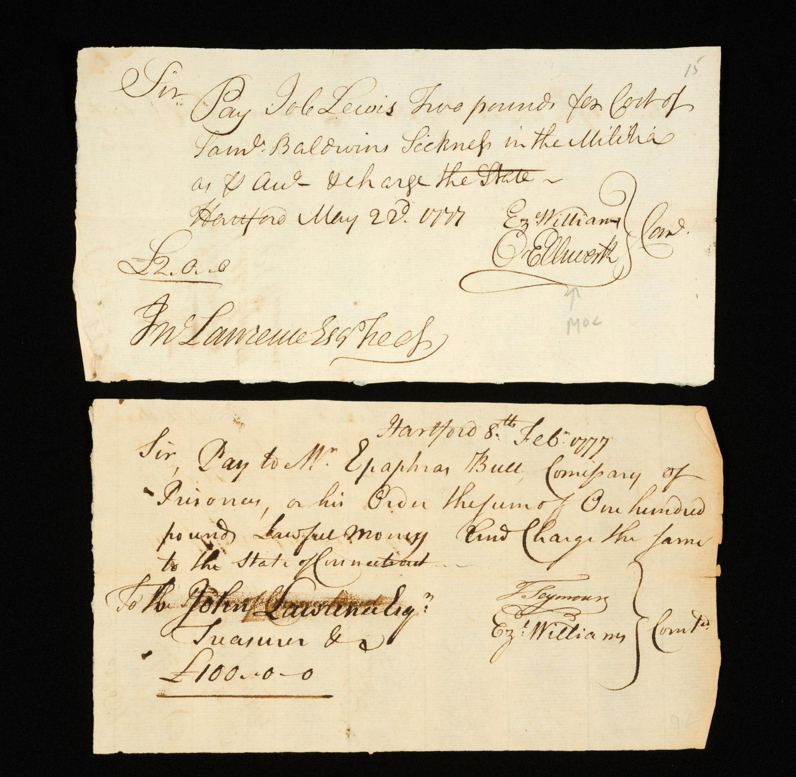 (Revolutionary-Era) 2 Antique Documents (1 of 5)