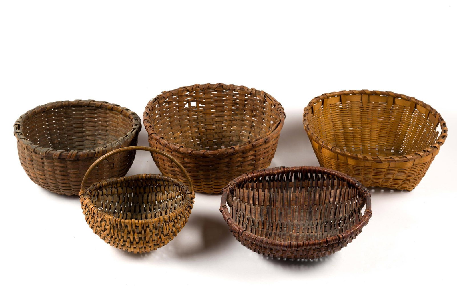 (Early Republic Era) 5 Antique Woven Baskets (1 of 5)