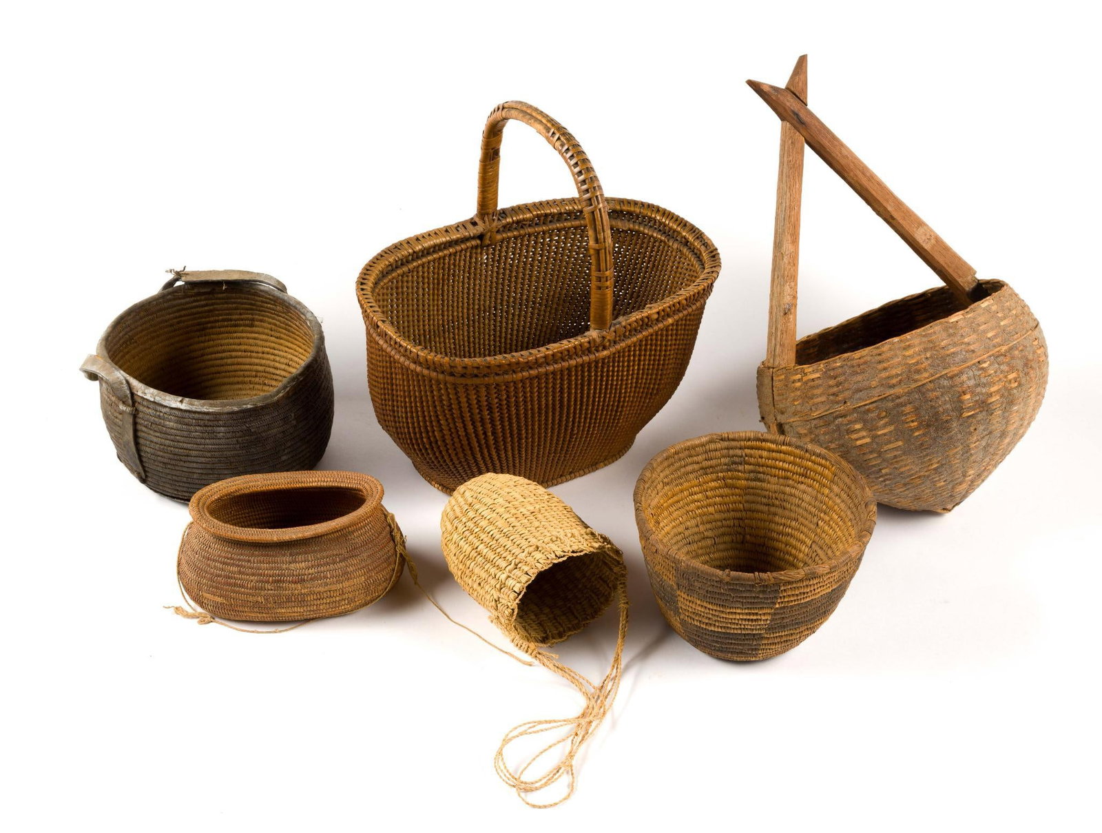 (Early Republic Era) 6 Antique Woven Baskets (1 of 4)