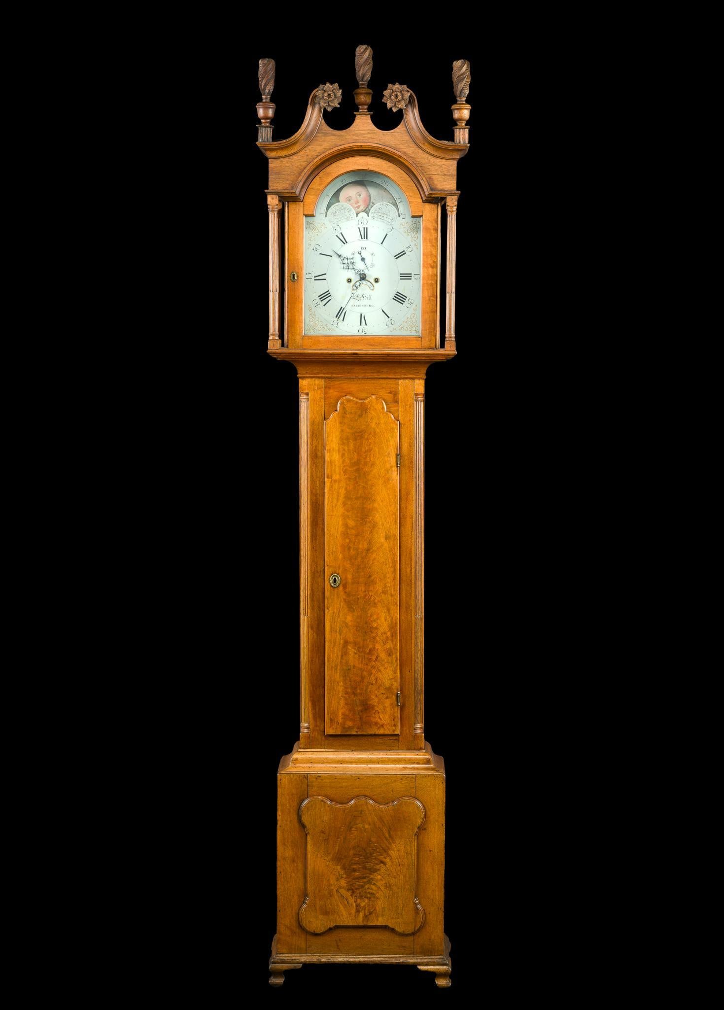 (Early Republic Era) Pennsylvania Tall Clock Samuel Hill Harrisburg (1 of 8)