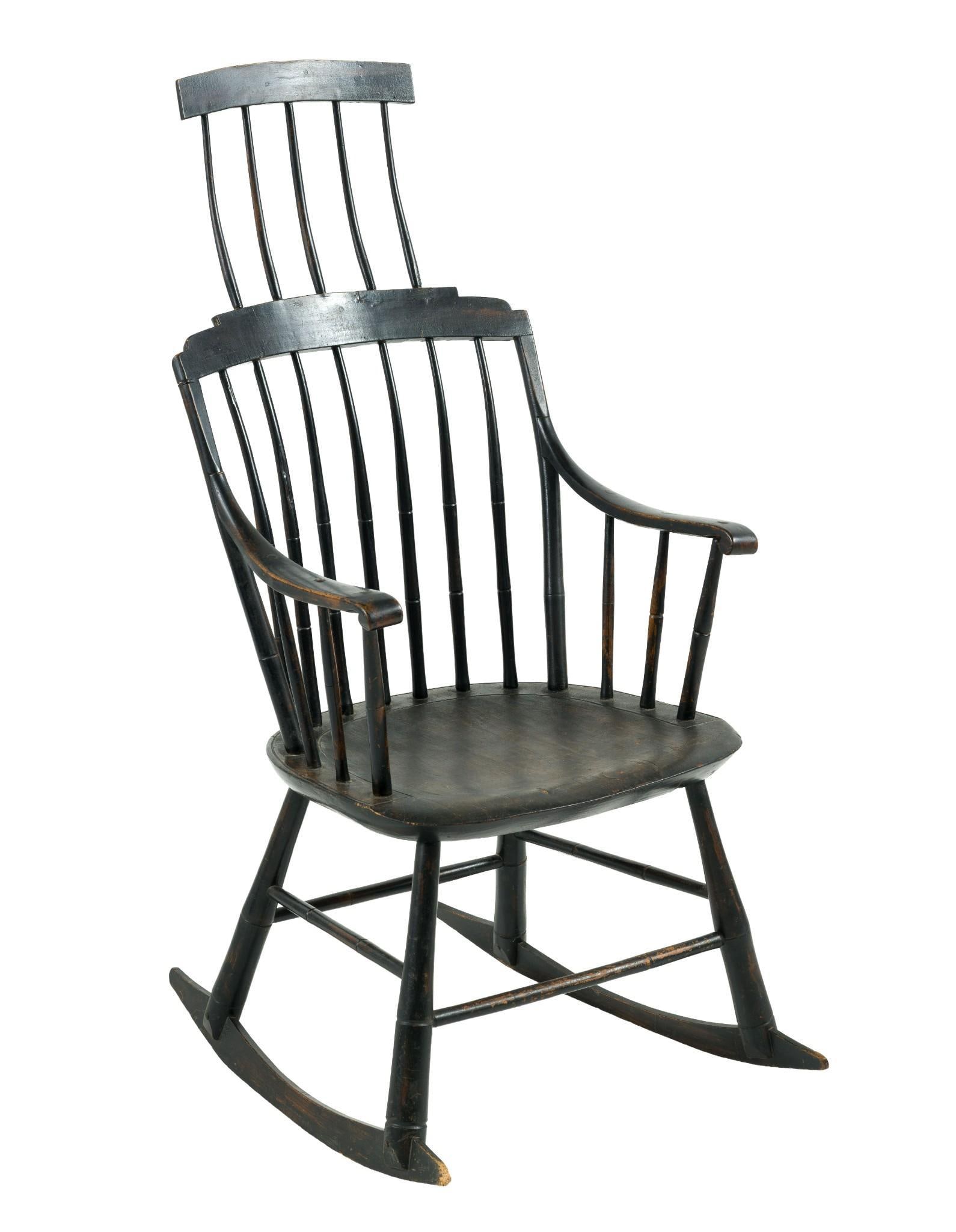 (Civil War Era) F. Cutting Comb Back Windsor-Style Rocking Chair (1 of 6)