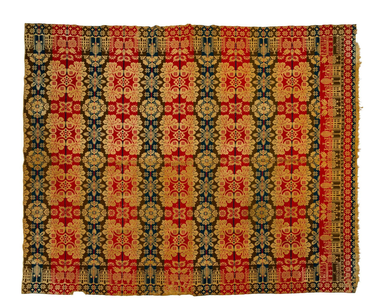 (Civil War Era) M. Hoke (York, PA) 1842 Jaquard Coverlet (1 of 5)