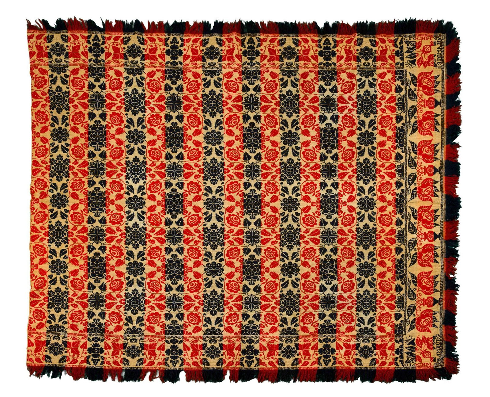 (Civil War Era) Christian L. Lochman (Hamburg) Jacquard Coverlet (1 of 4)