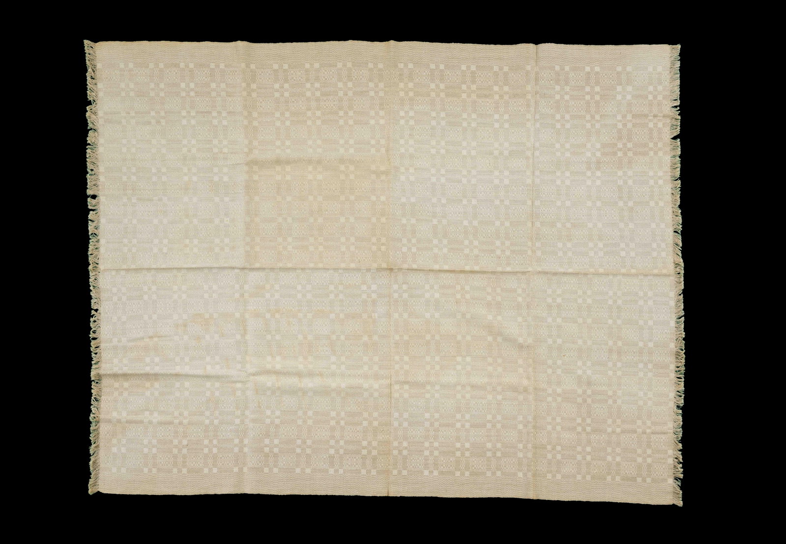 (Civil War Era) Cream Colored Handwoven Coverlet (1 of 3)
