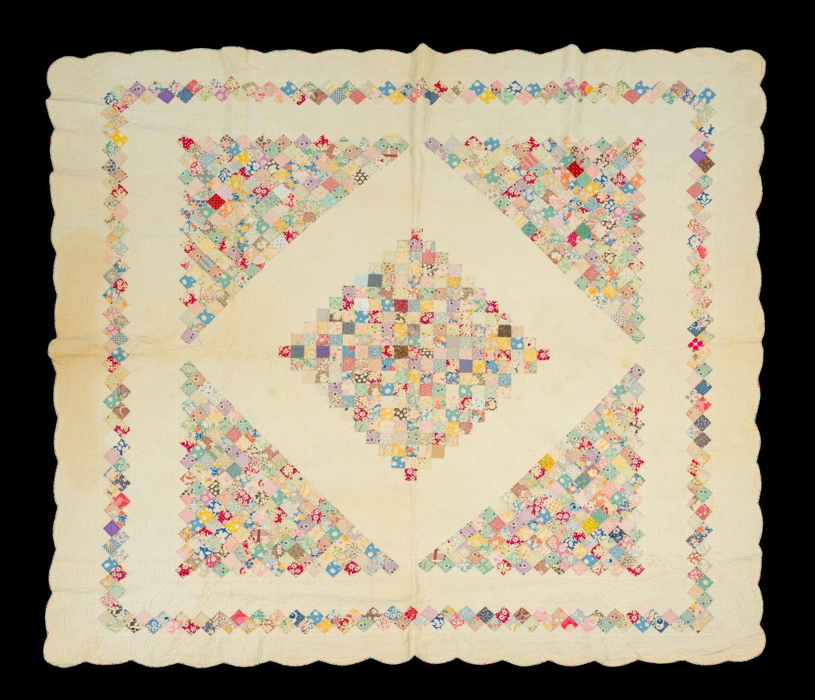 (Civil War Era) Antique Postage Stamp Quilt (1 of 3)