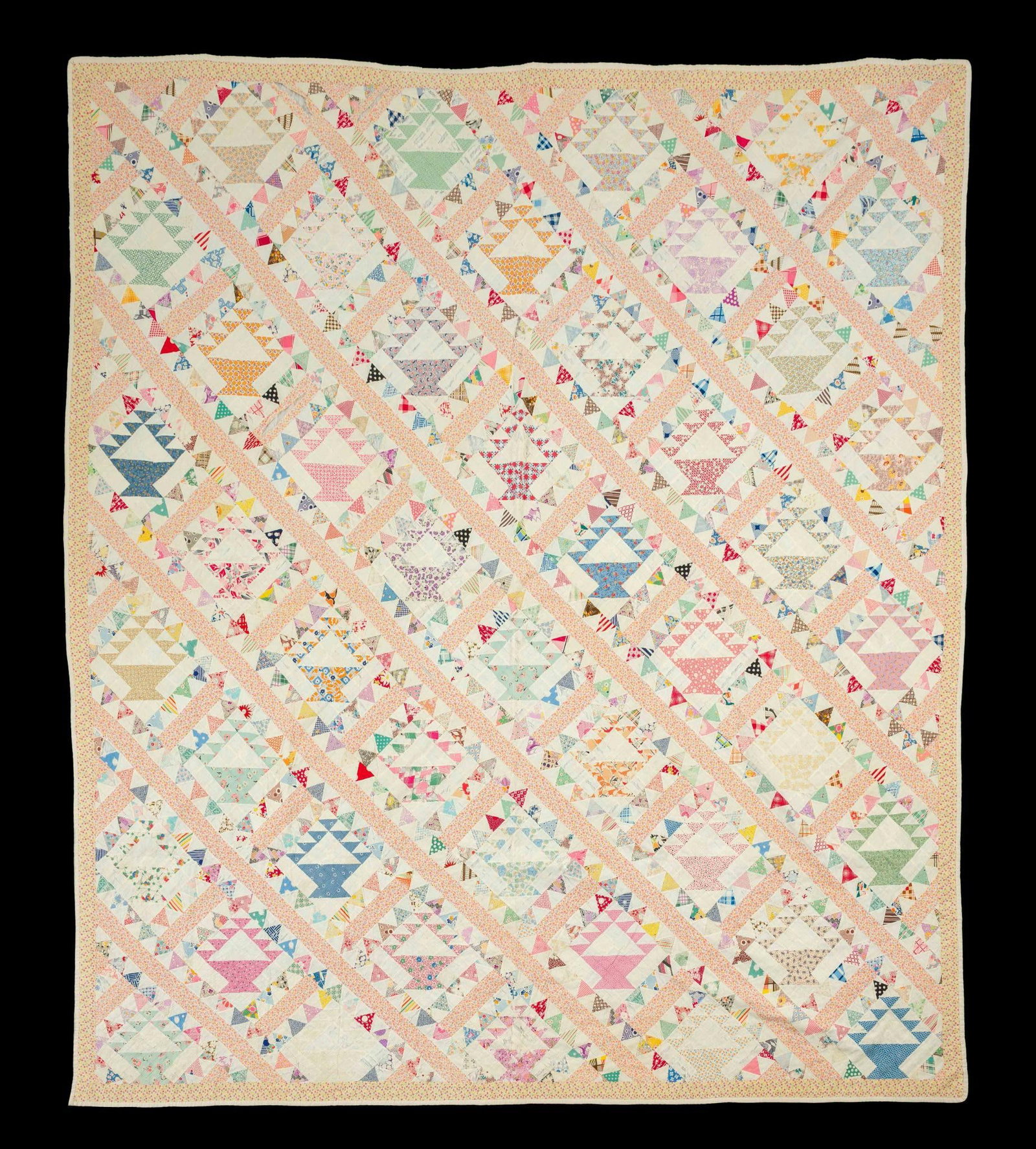 (Civil War Era) Antique Candy Basket Quilt (1 of 3)