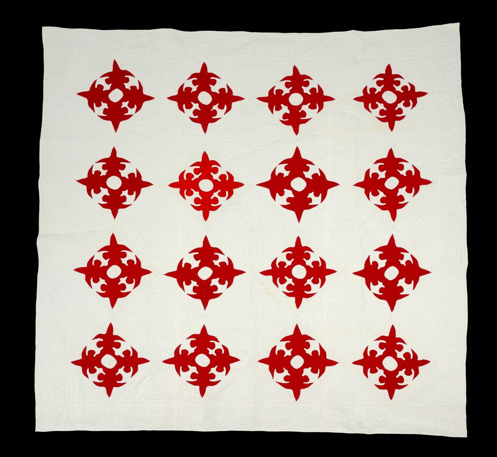 (Civil War Era) Vintage Red & White Applique Quilt (1 of 3)
