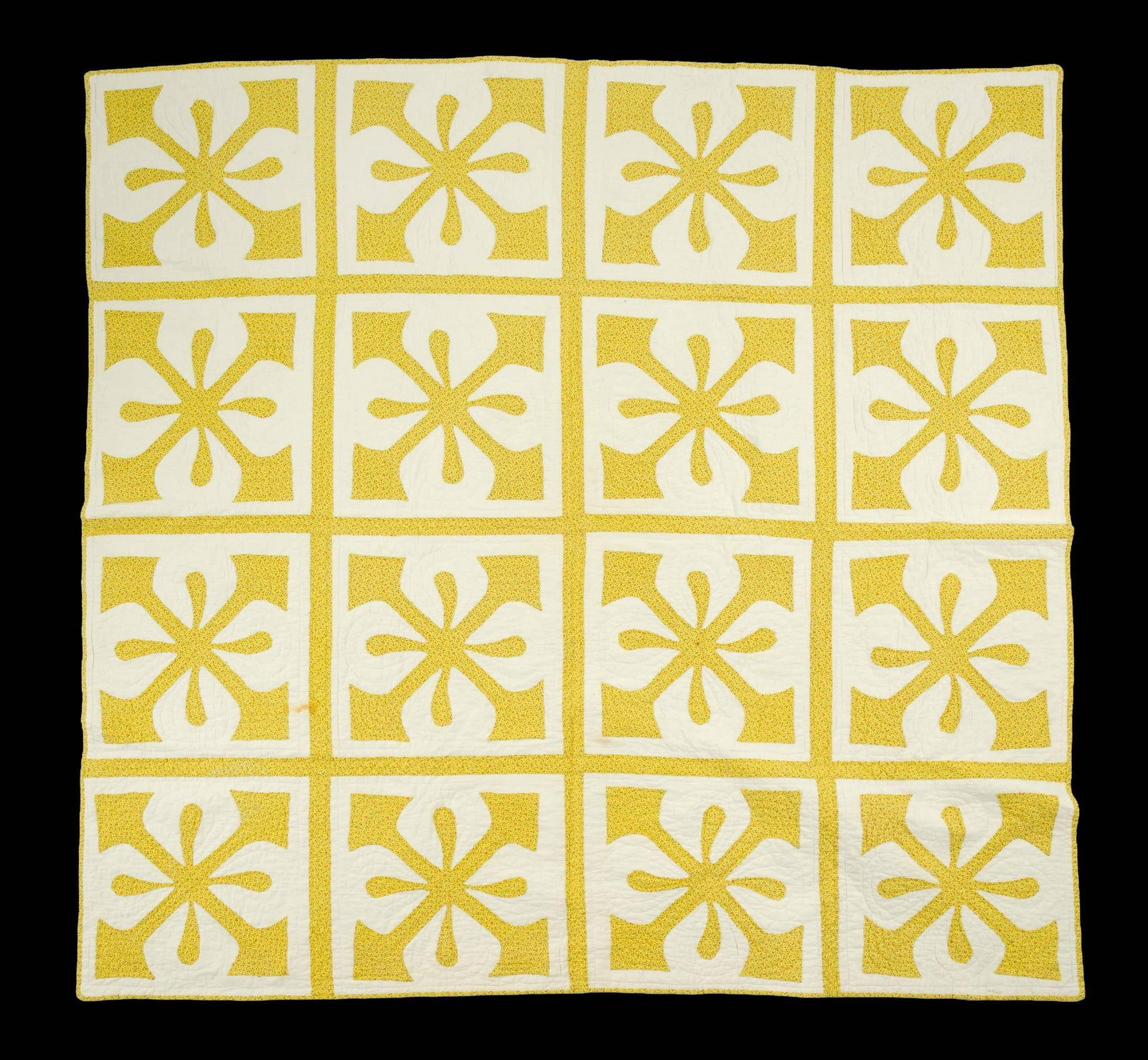 (Civil War Era) Vintage Yellow and White Geometric Quilt (1 of 3)