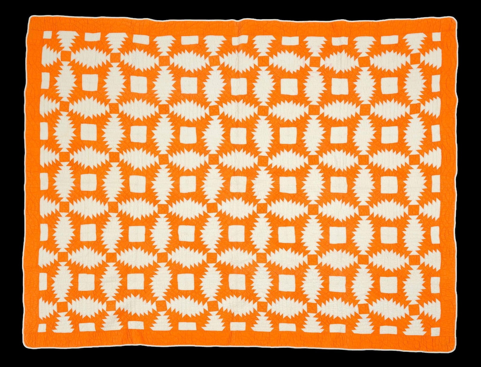 (Civil War Era) Antique Orange Geometric Quilt (1 of 3)