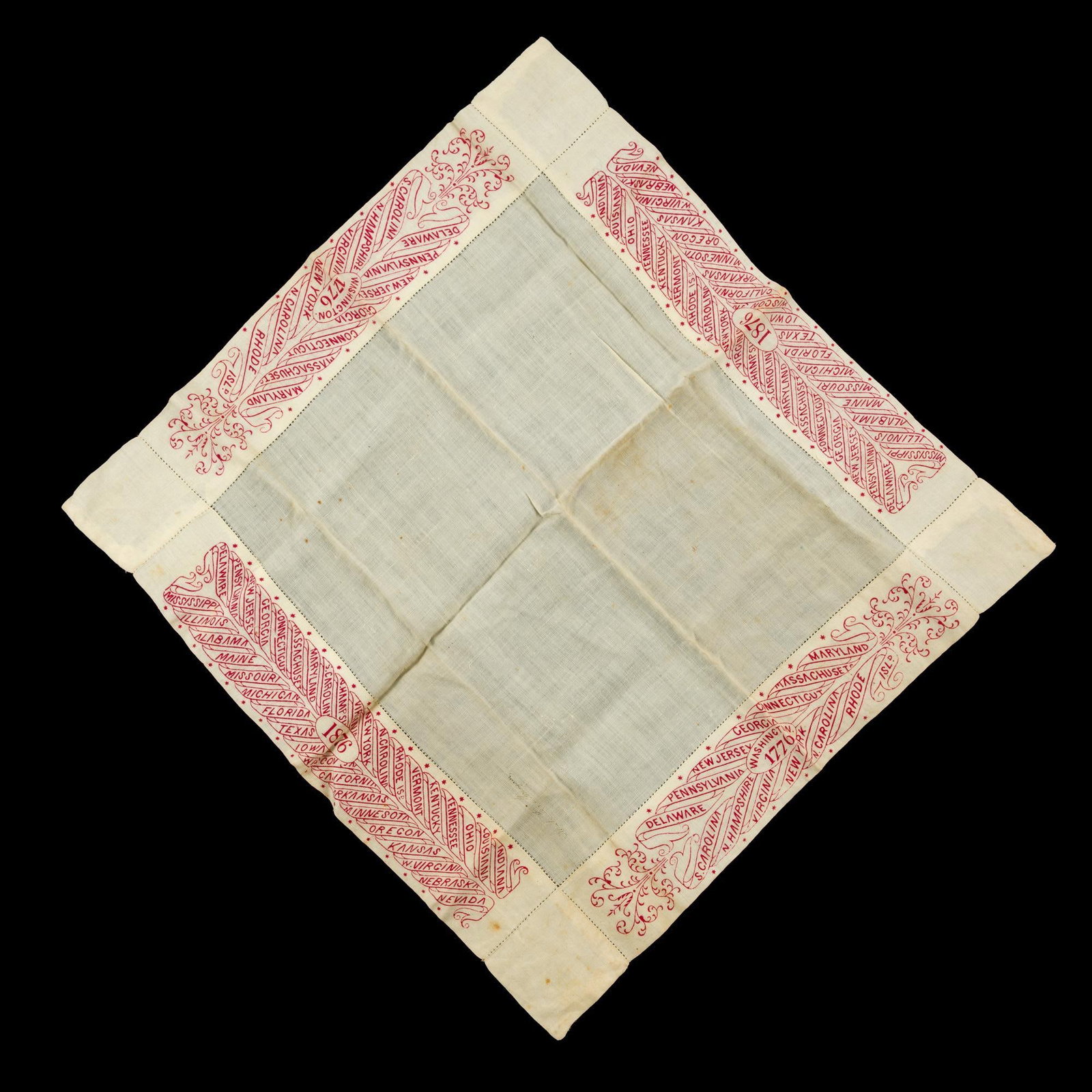 (Reconstruction Era) 1876 Philadelphia Centennial Exposition Handkerchief (1 of 3)