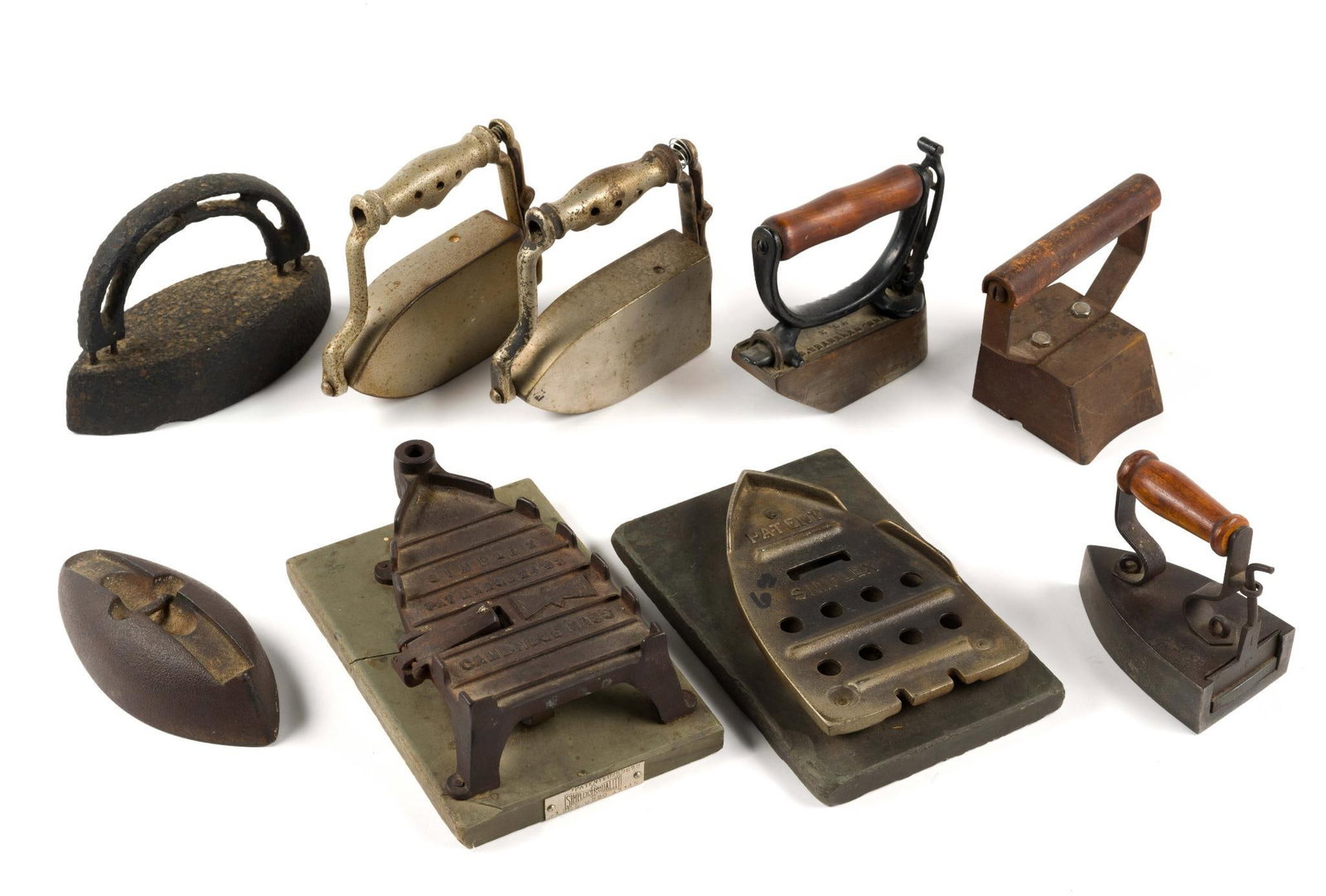 (Reconstruction Era) 7 Sad Irons & 2 Iron Stands (1 of 5)