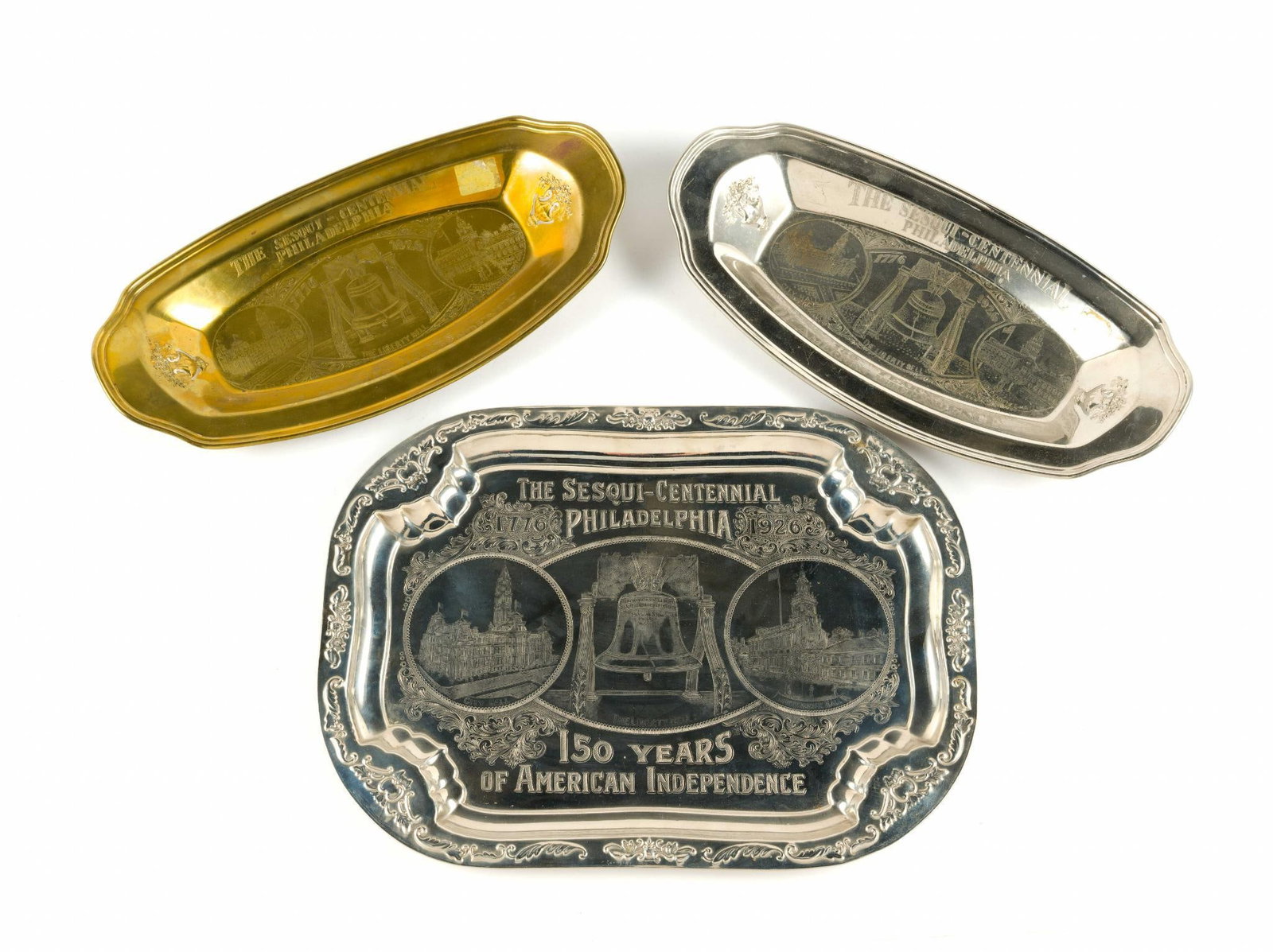 (Prohibition Era) 3 Philadelphia Sesqui-Centennial Trays (1 of 4)