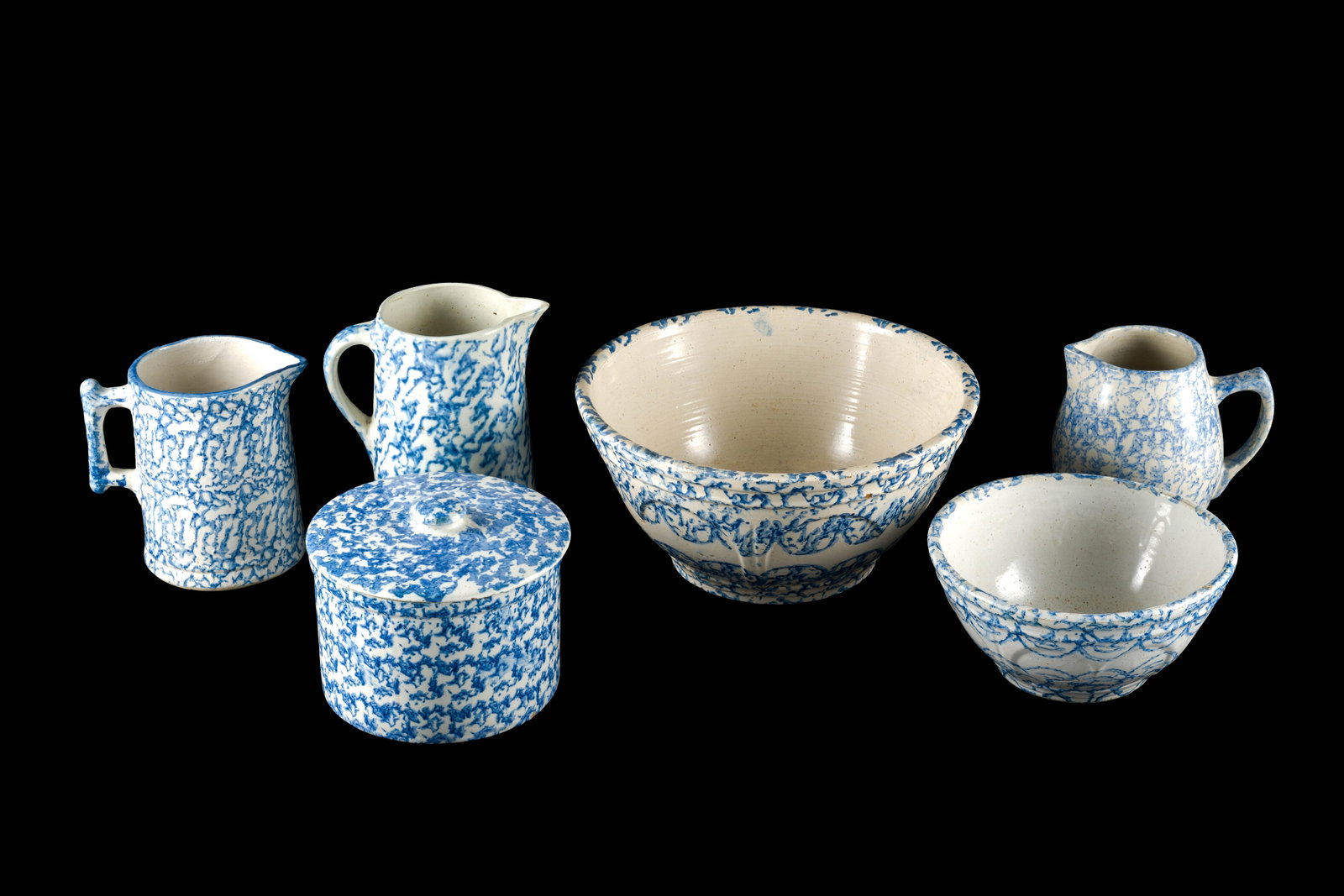 (Depression Era) 6 Pcs Vintage Spongeware (1 of 10)