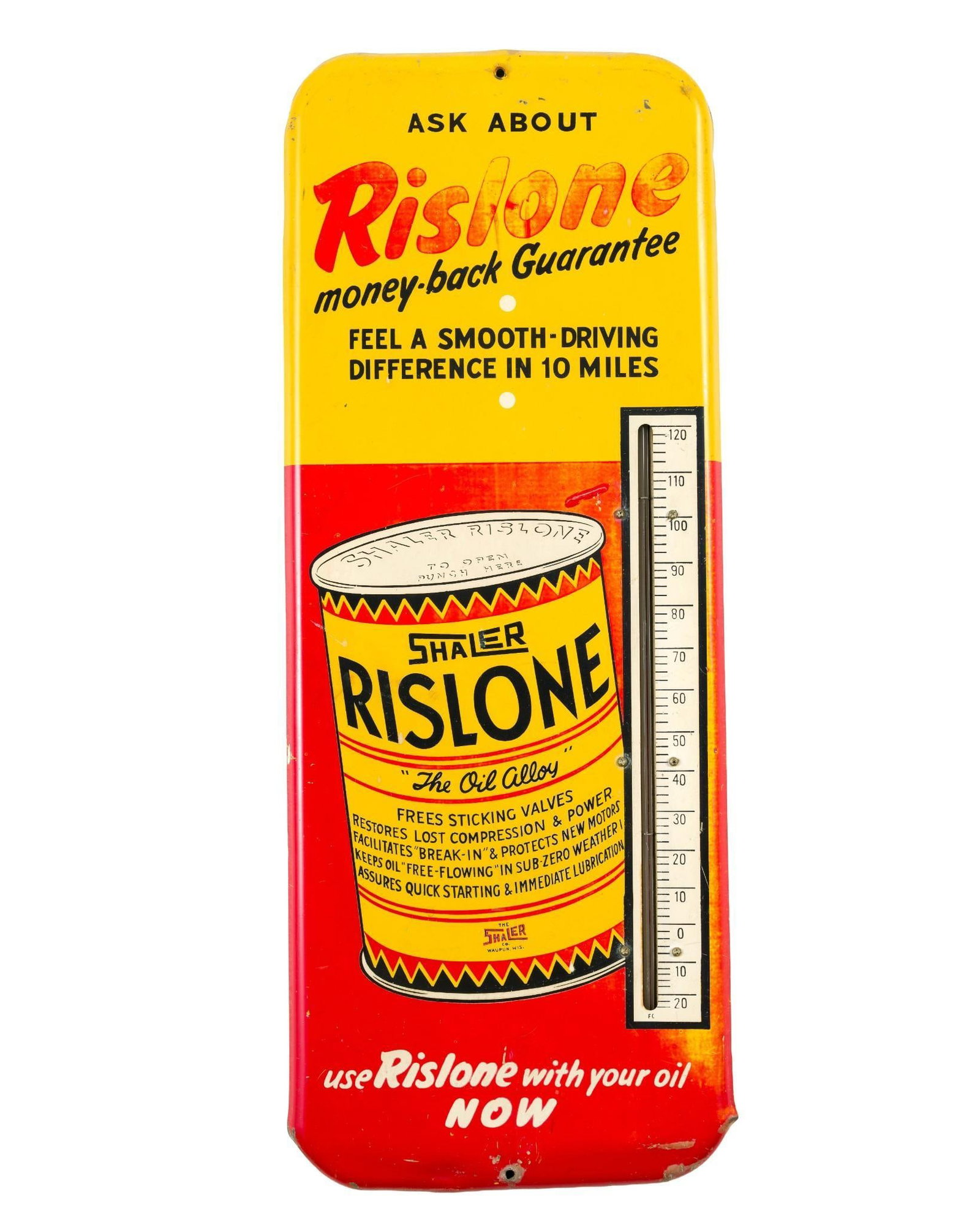 (Postwar Era) Shaler Rislone Thermometer Sign (1 of 2)