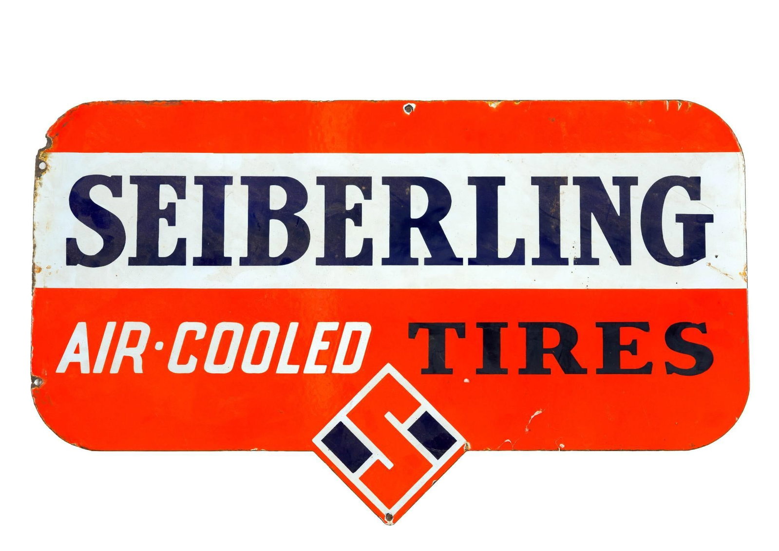 (Postwar Era) Vintage Seiberling Tires Porcelain Sign (1 of 2)