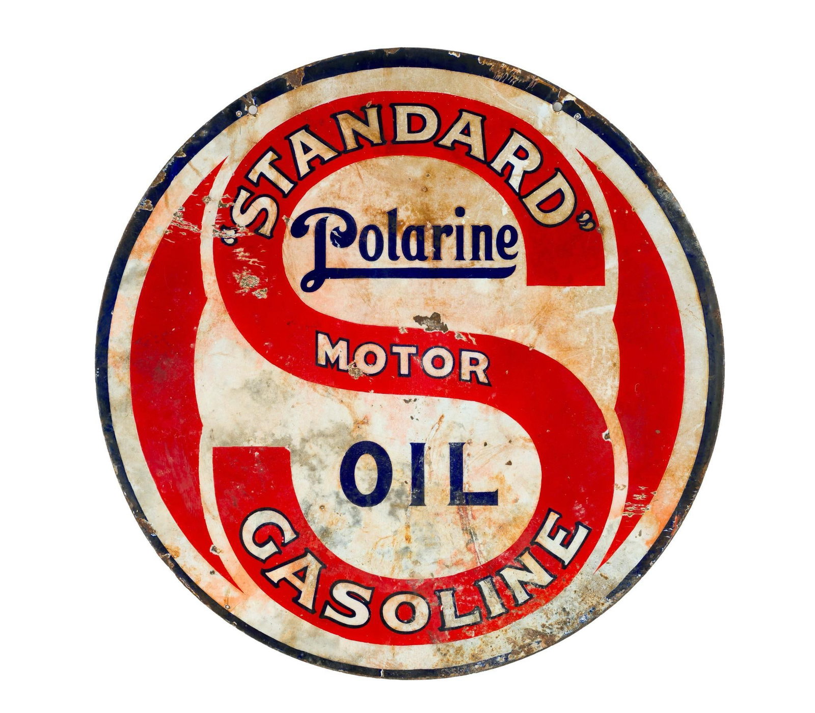(Postwar Era) Standard Polarine Motor Oil Gasoline Double Faced Porcelain Sign (1 of 2)