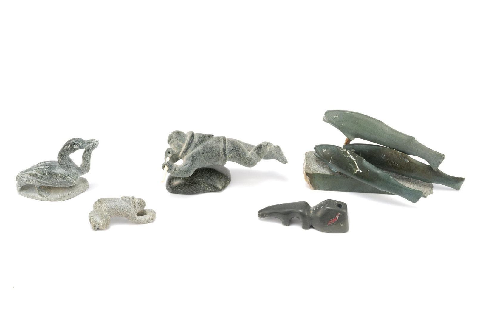 (Cold War Era) 5 Small Inuit Soapstone Carvings (1 of 9)