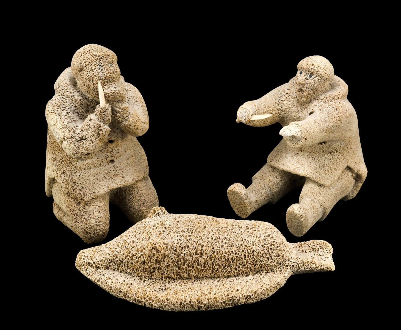 (Cold War Era) 3 Inuit Whale Bone Sculptures (1 of 5)