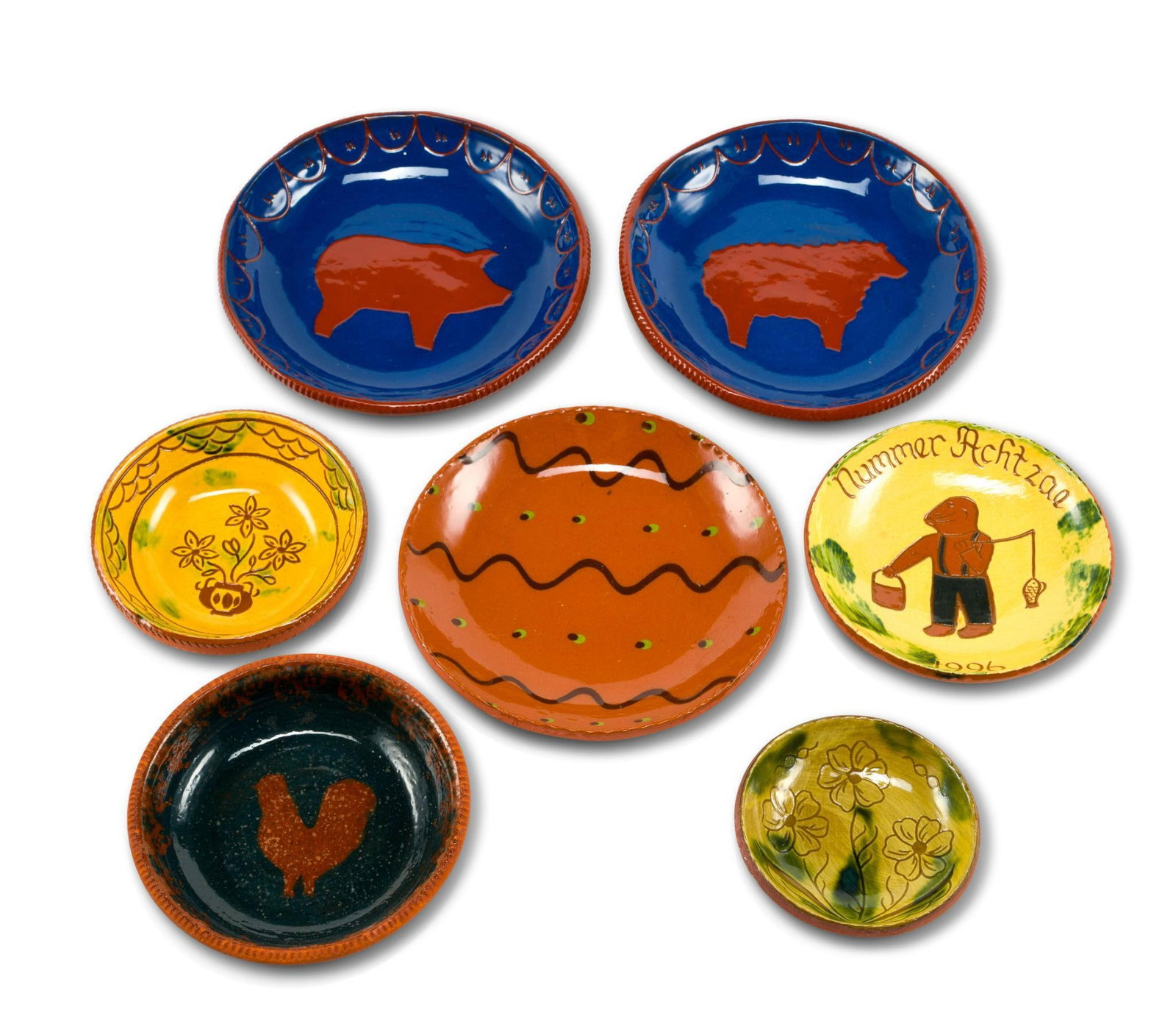 (Modern Era) 7 Redware Plates (1 of 7)