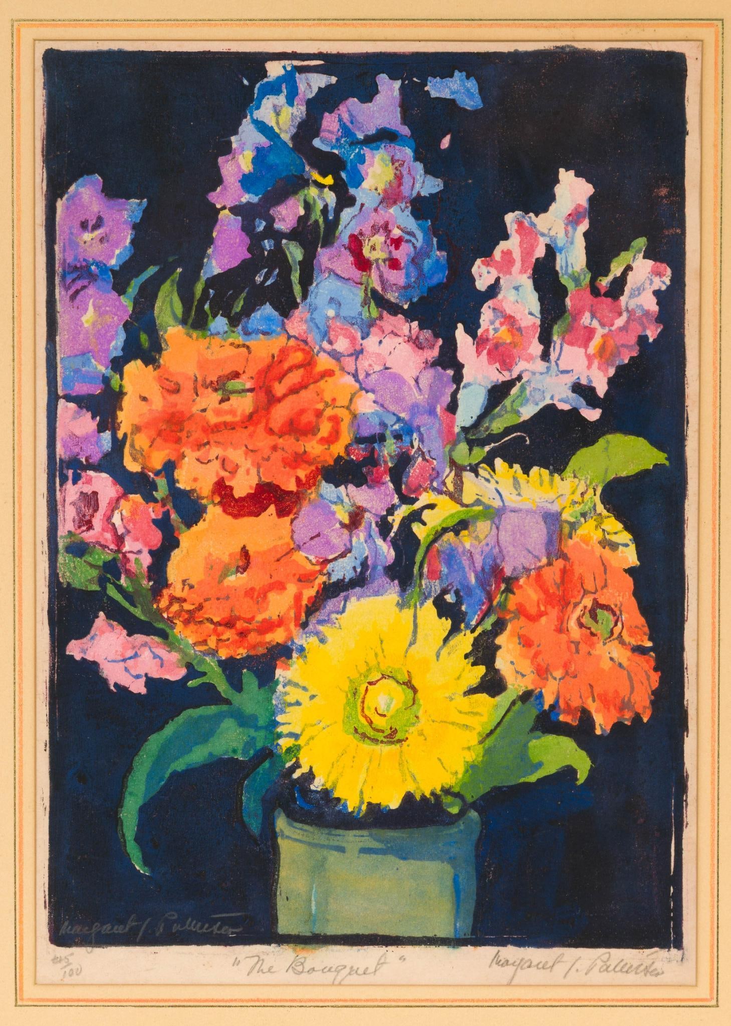 Margaret Patterson (1867-1950, American) "The Bouquet" Wood Cut (1 of 5)
