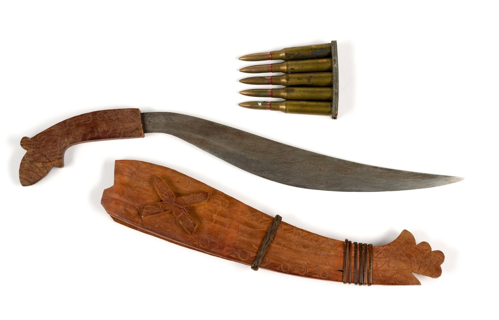 Talibong & WWII-Era Ammunition: Blade length 10". Overall length 13-1/2".