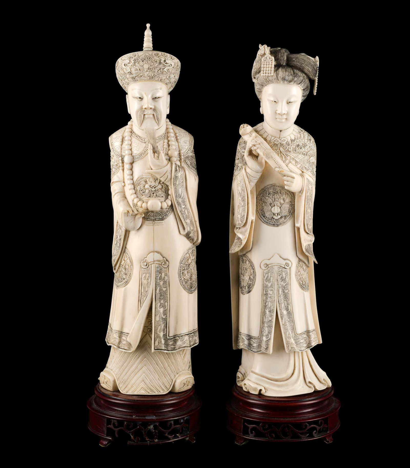 PA RESIDENTS ONLY: Carved Ivory Chinese Emperor and Empress (1 of 4)