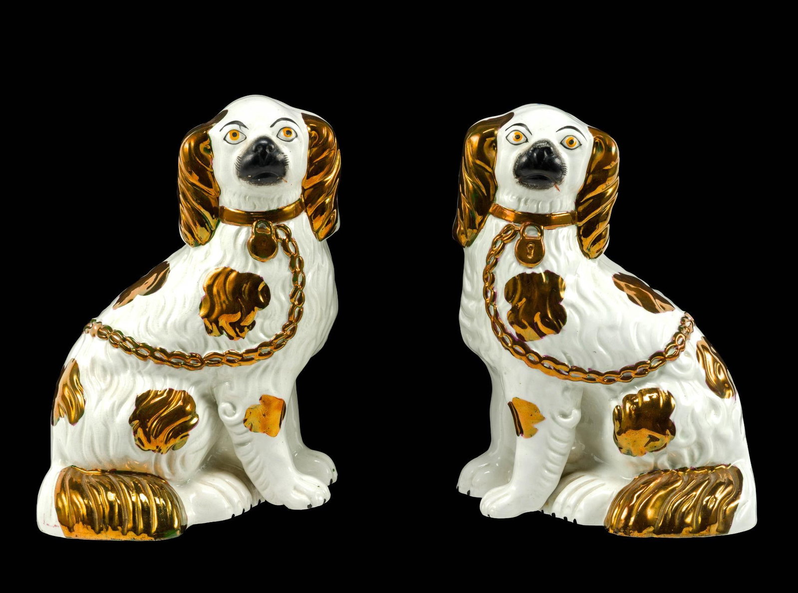 19th C. Antique Staffordshire Spaniel Figurines (1 of 3)