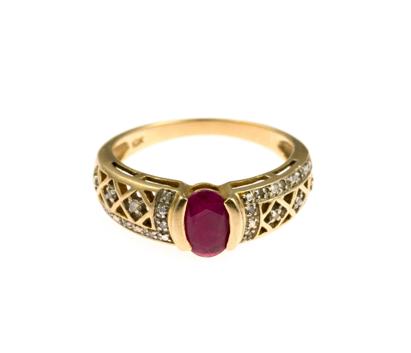 10K Gold, Ruby, and Diamond Ring - 2