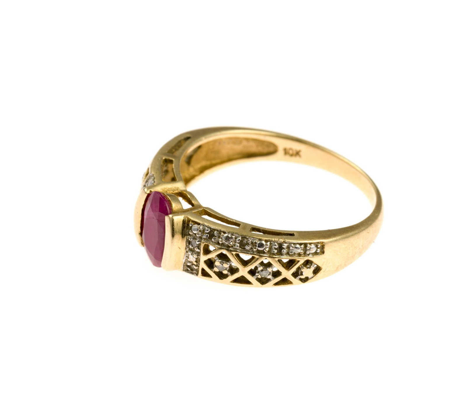 10K Gold, Ruby, and Diamond Ring - 3