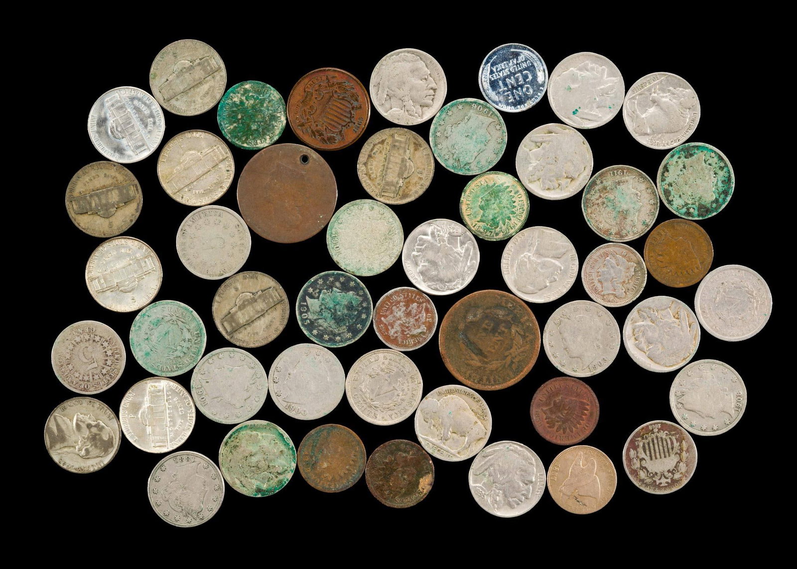 Mixed US Coins Mostly Nickels Including Shield Nickels (1 of 1)