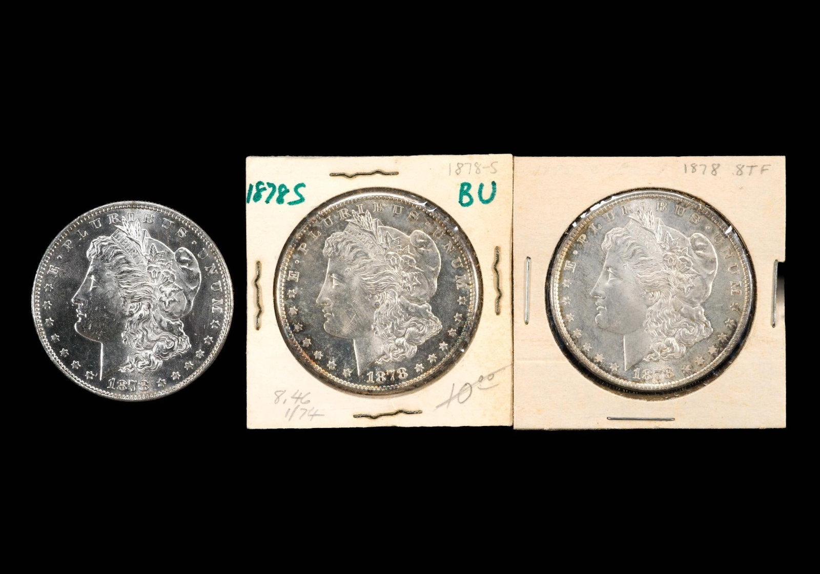 Uncirculated Morgan Silver Dollars Including 1878 8TF (1 of 2)