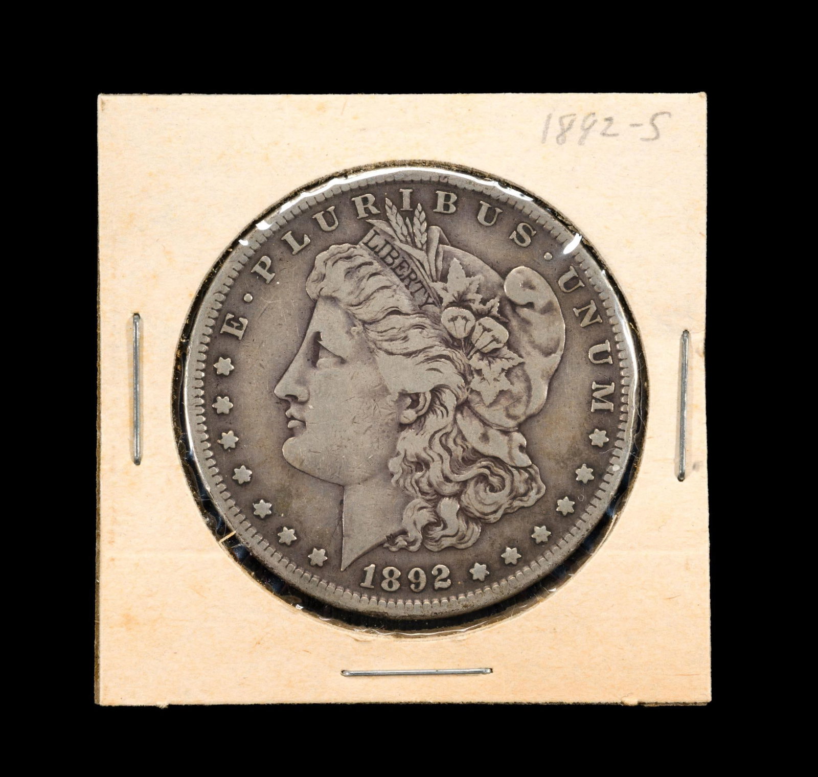 1892-S Morgan Silver Dollar: Good surfaces, F/VF.
