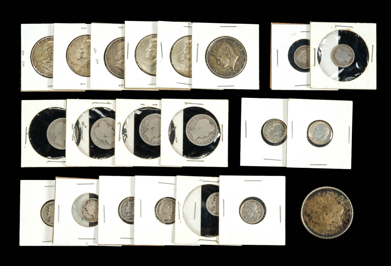 Silver Coins Including Dimes Quarters Half Dollars And Dollar (1 of 1)