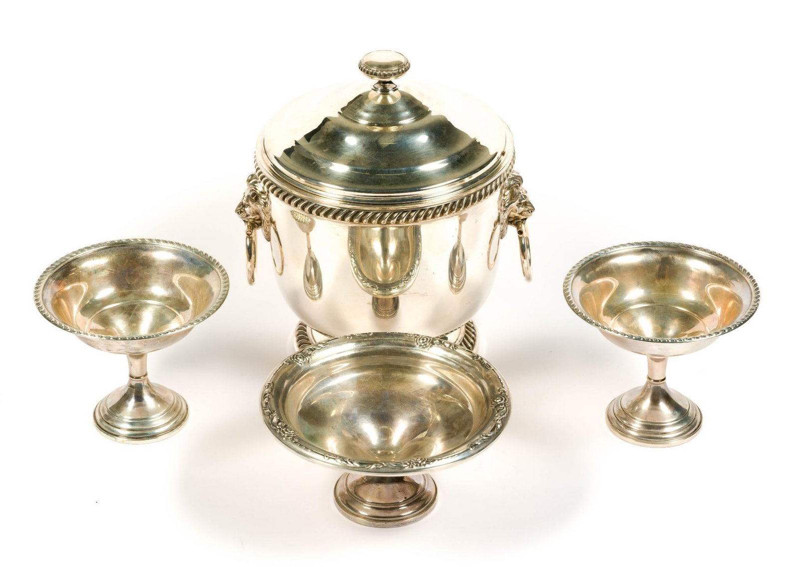 Three Weighted Sterling Silver Compotes and Silverplate Ice Bucket (1 of 6)