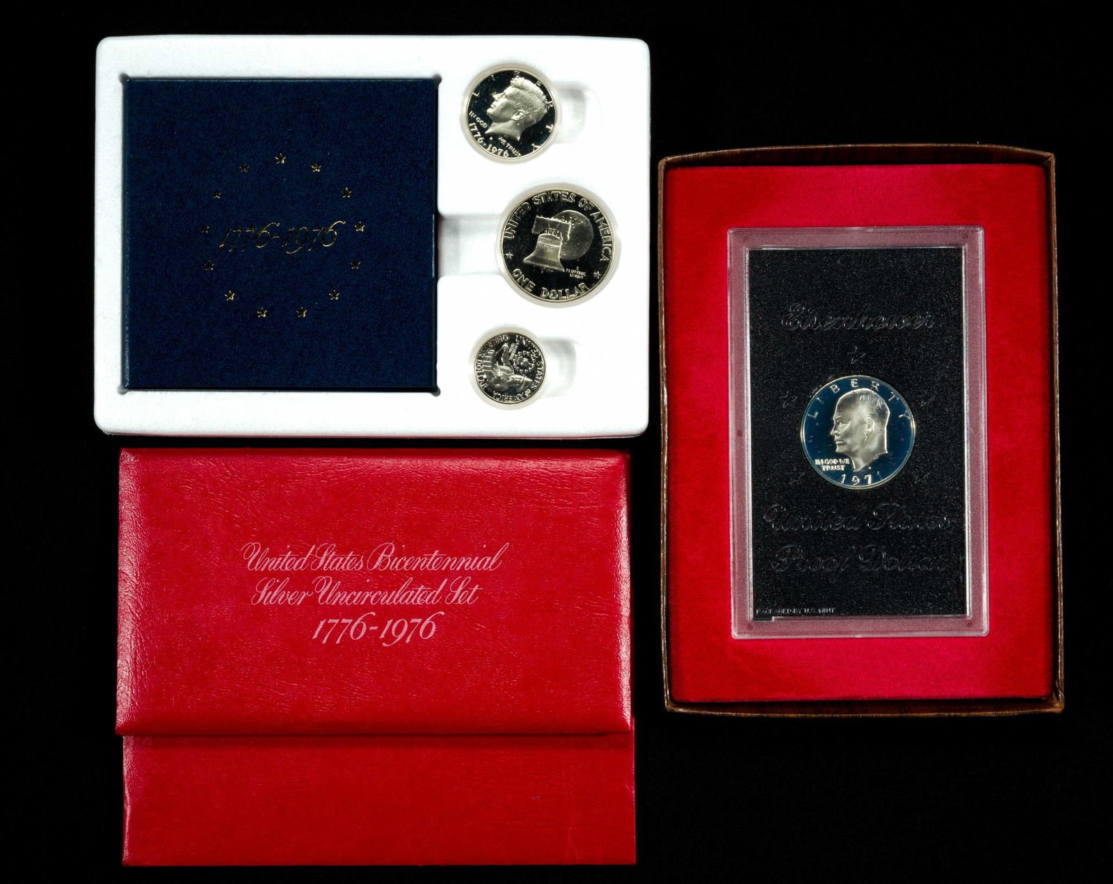 Three Silver Bicentennial Sets and Silver Eisenhower Dollar (1 of 5)
