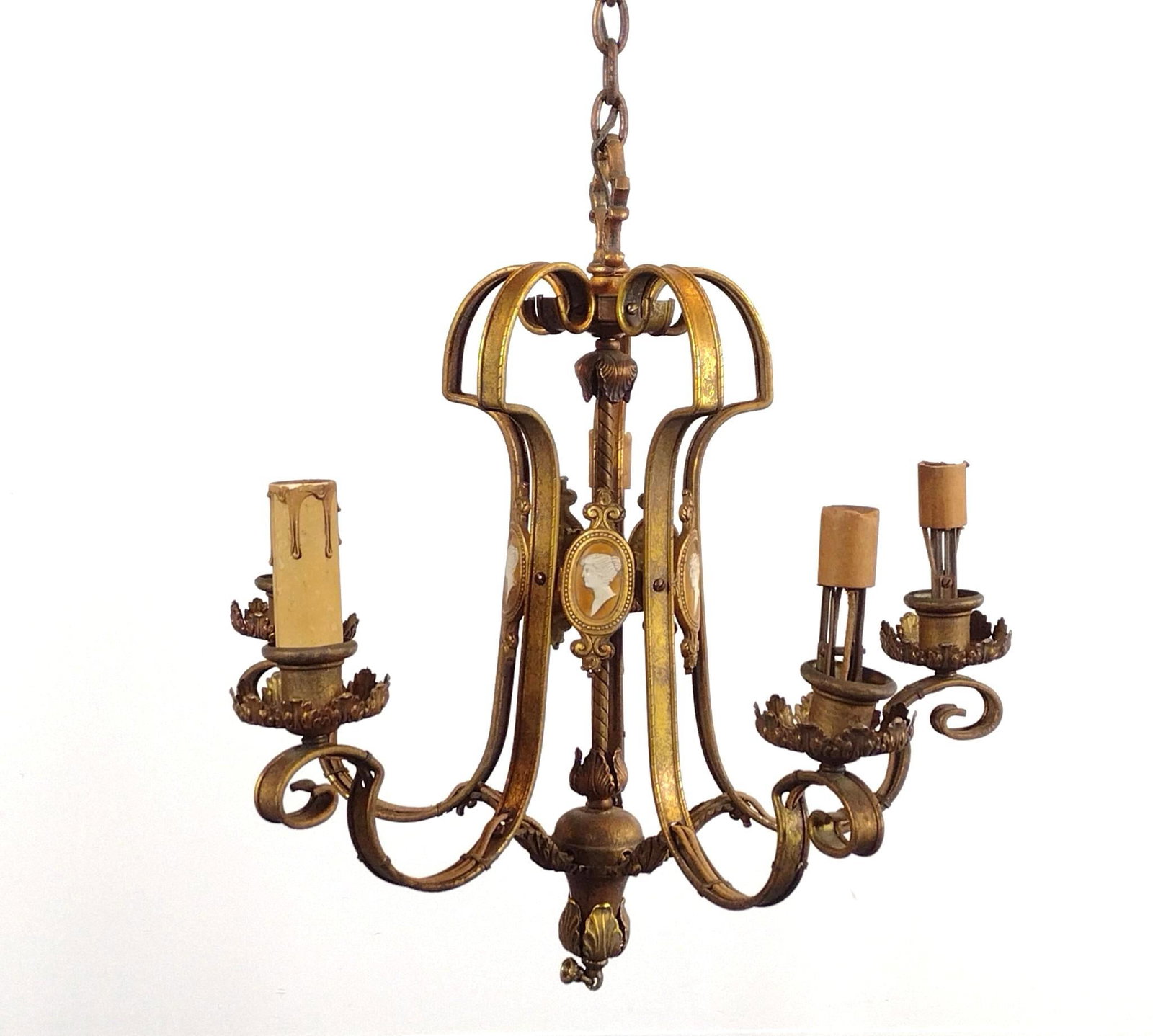 5-Light French Style Chandelier with Cameos: 20" diameter X 21" high.