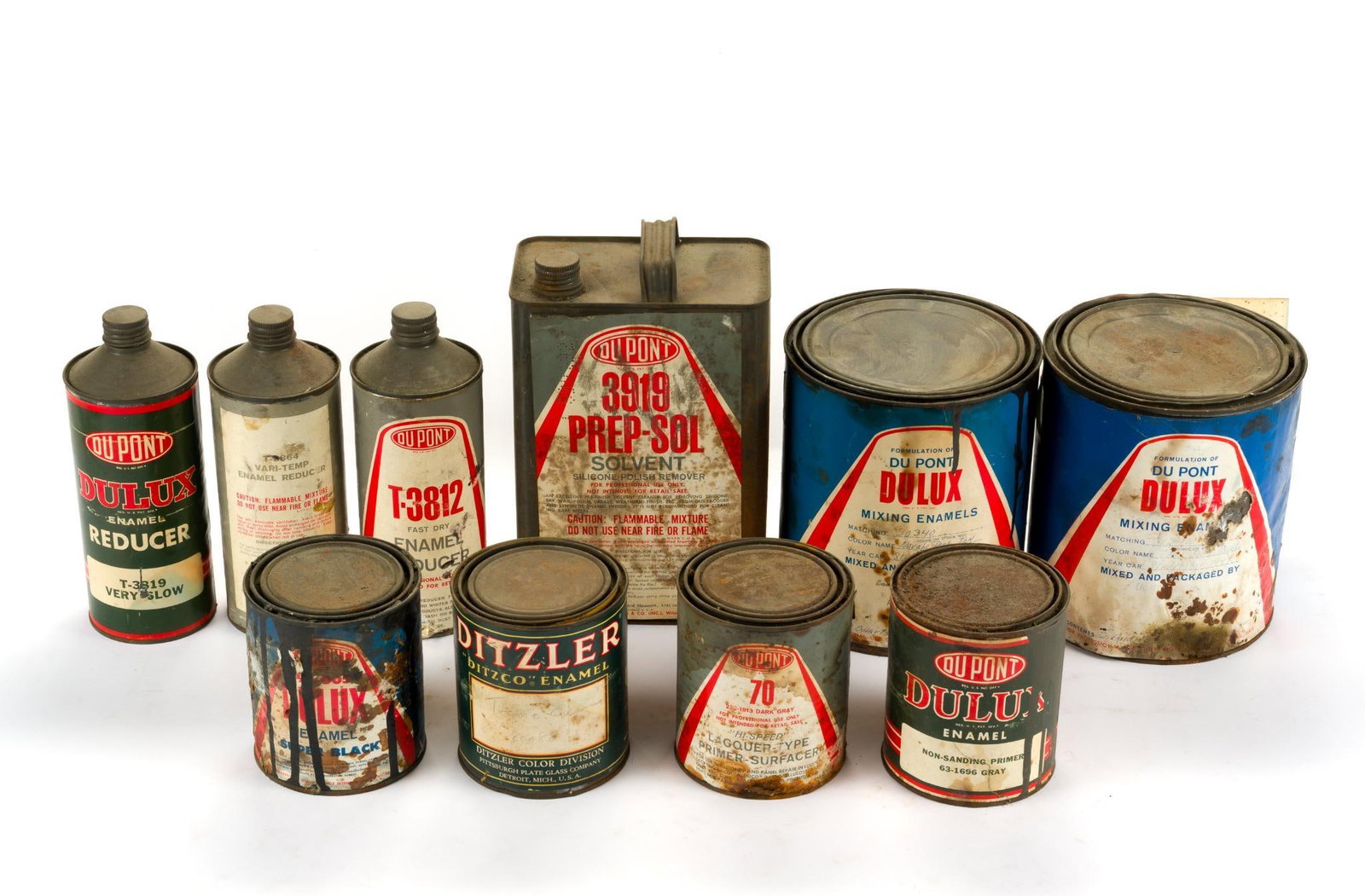 10 Vintage Automotive Cannisters incl. DuPont (1 of 5)