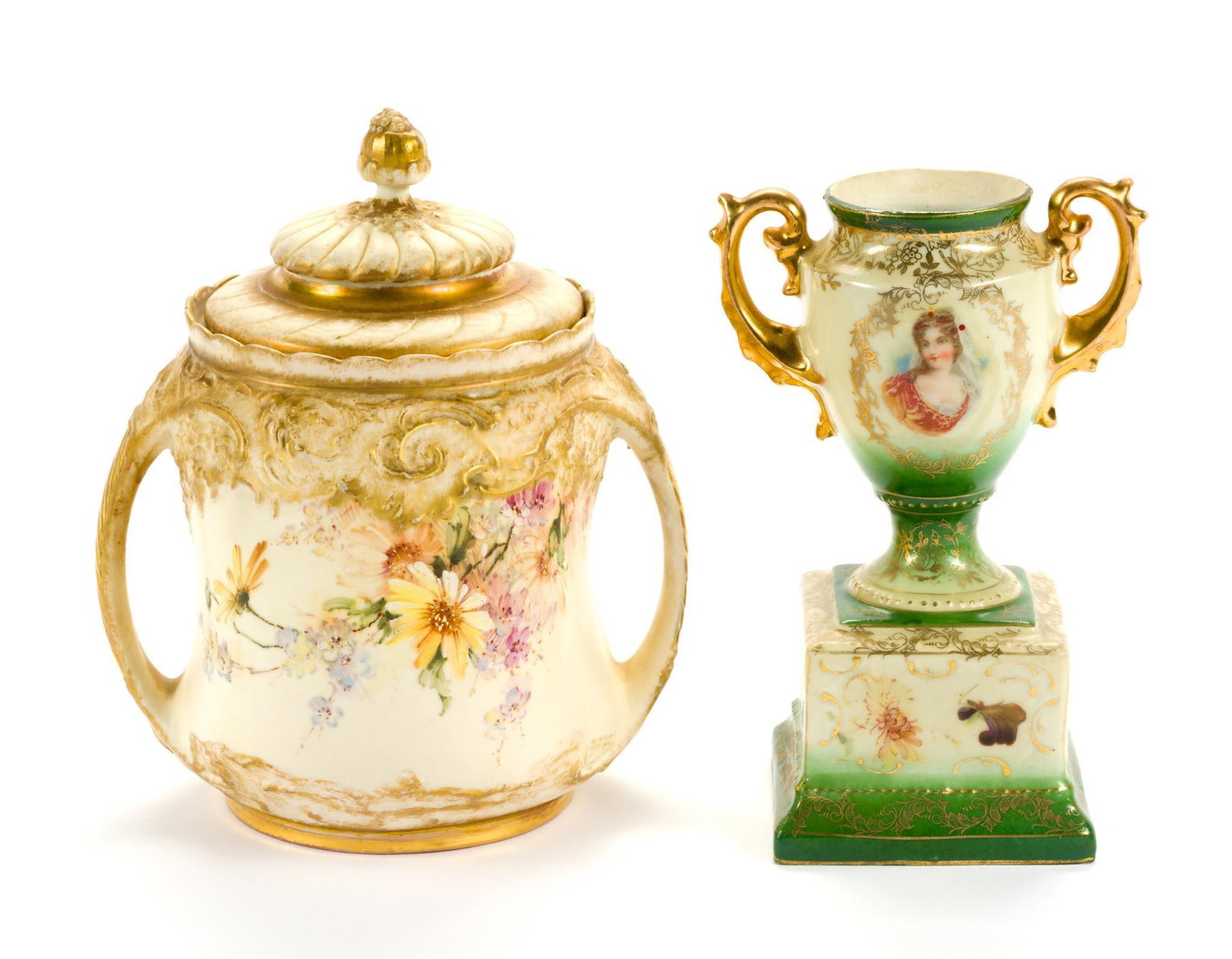 Porcelain Biscuit Jar and Cabinet Vase (1 of 8)